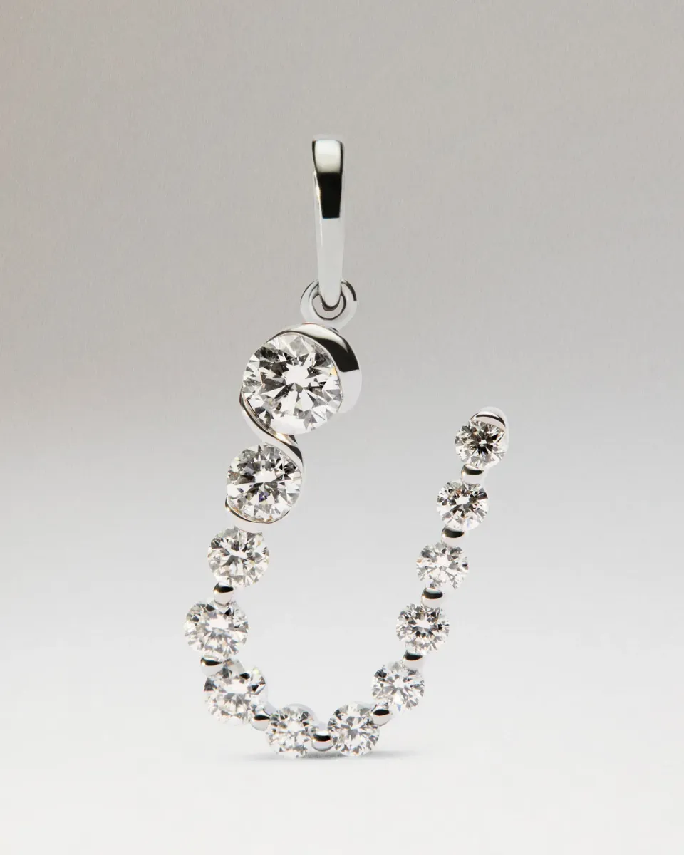 PDPAOLA Initiale U pendentif or blanc diamants
