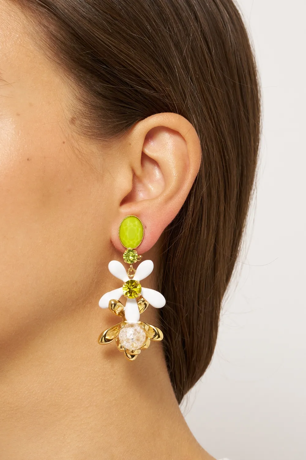 Philippe Ferrandis Neroli boucles clips longues roses 6,2 cm