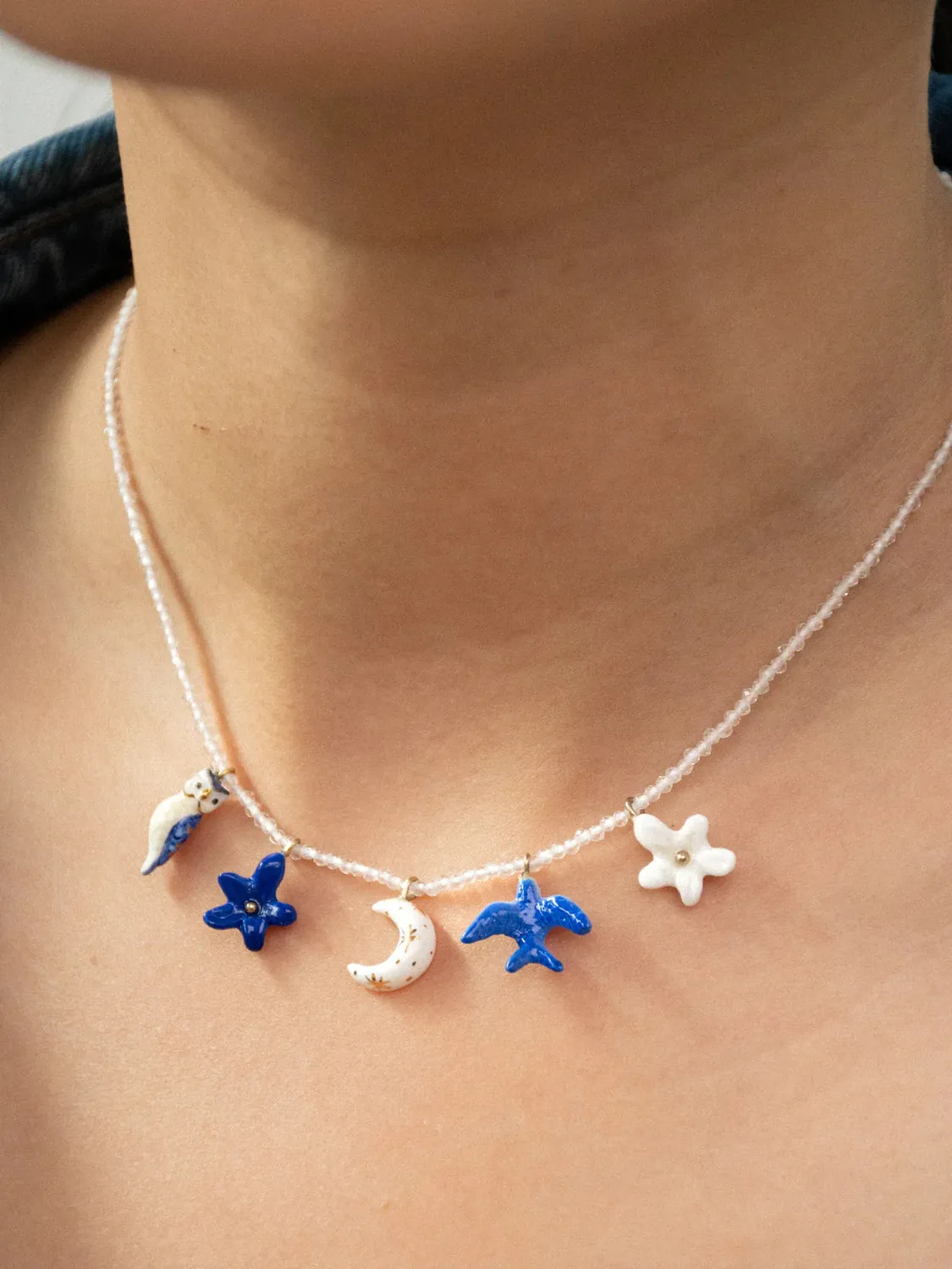 Nach Bijoux collier multi cosmic et perles cristal 44 cm