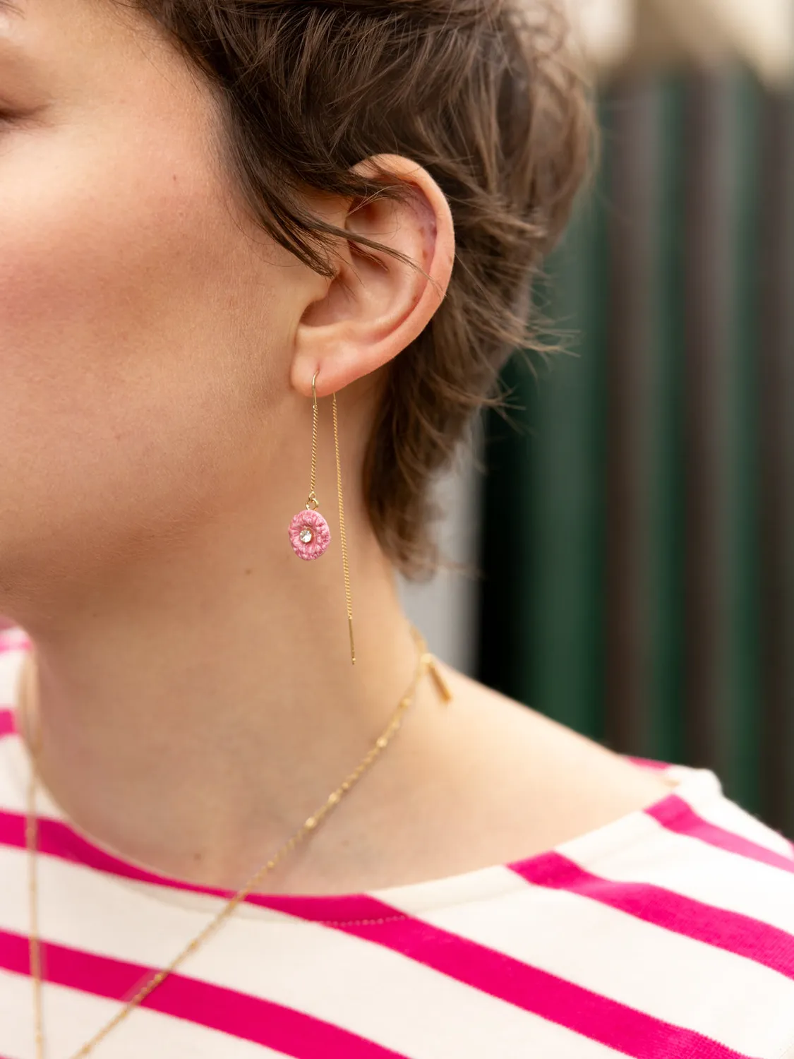 Nach Bijoux chardon oiseau longues boucles porcelaine rose
