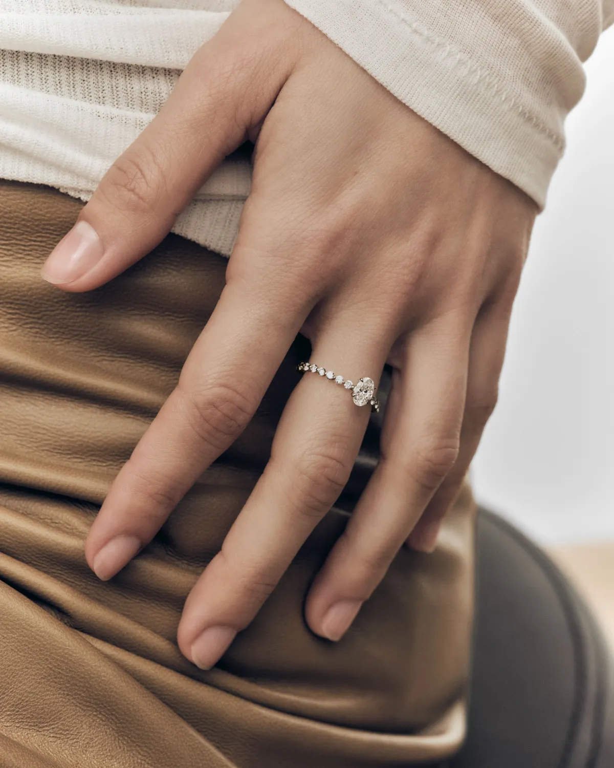 PDPAOLA Trace bague or blanc diamants 0,975 ct