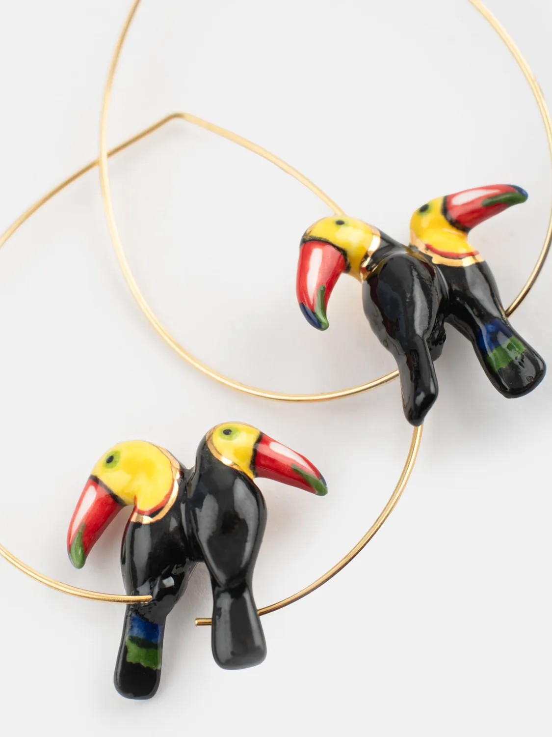 Nach Bijoux couple de toucans moyennes créoles boucles d’oreilles