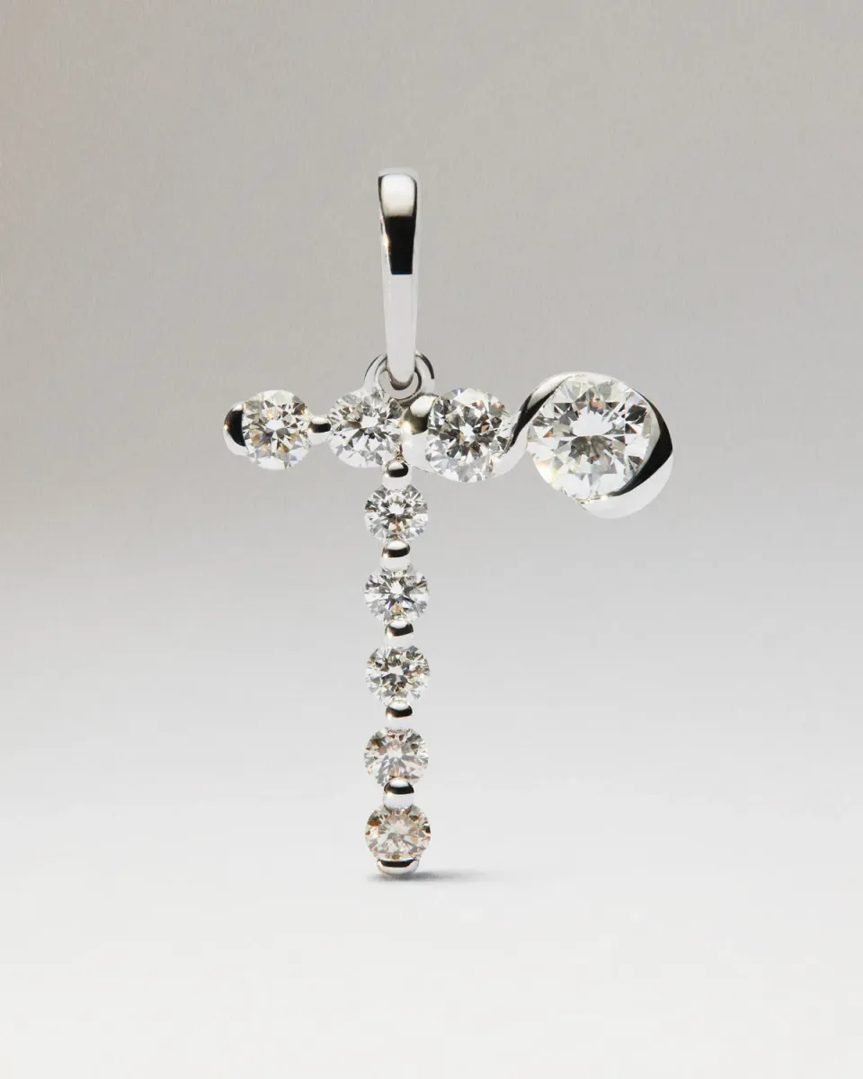 PDPAOLA T pendentif initiale or blanc diamants