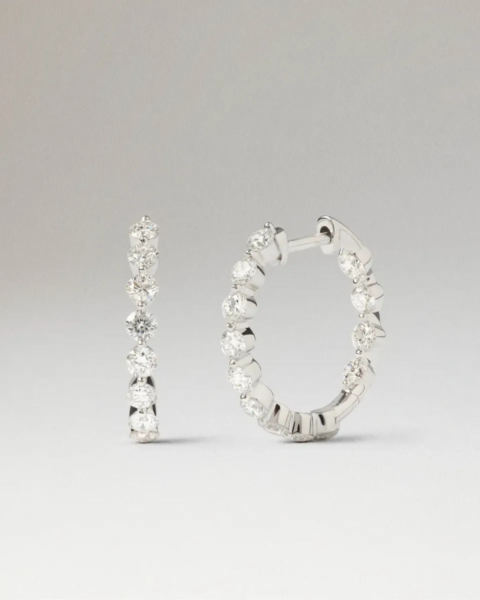 PDPAOLA Leda créoles diamants or blanc massif