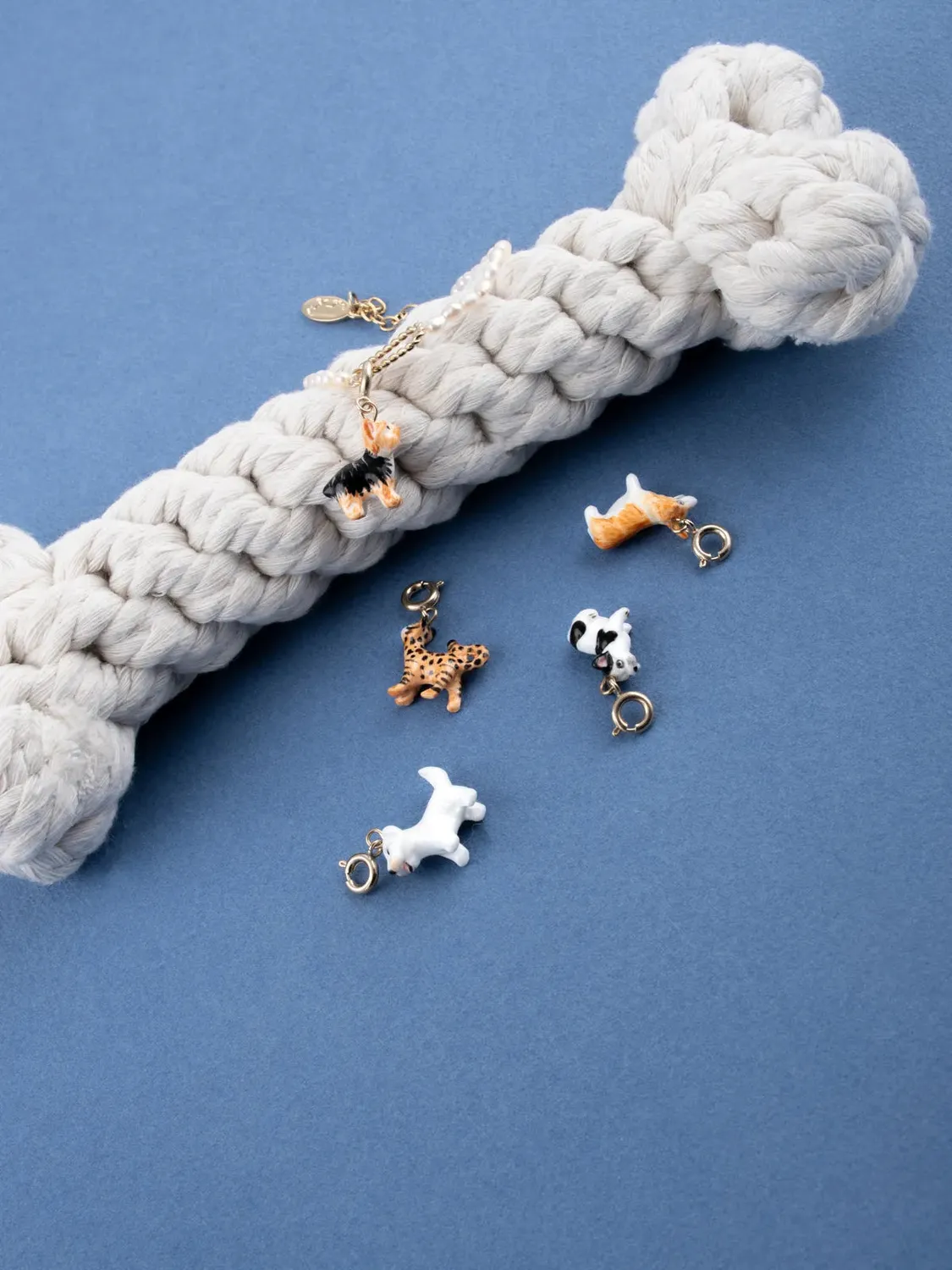 Nach Bijoux chien bulldog français charm's porcelaine mix & match