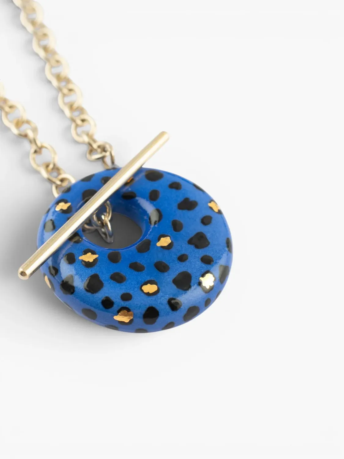 Nach Bijoux cosmic léopard bleu collier porcelaine 45 cm