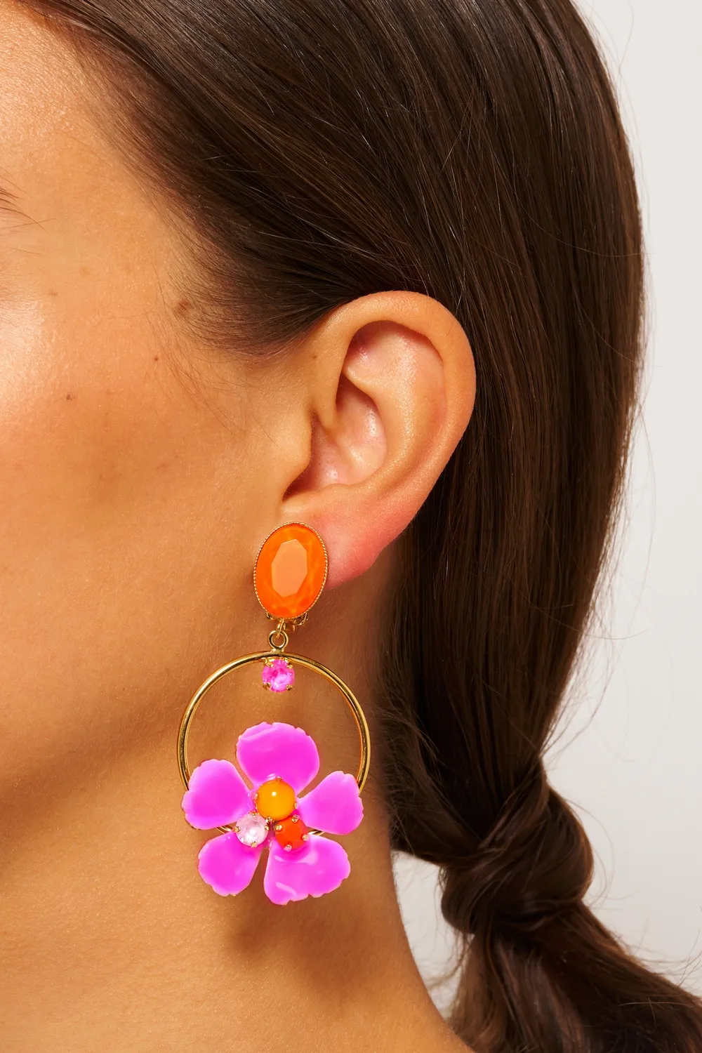 Philippe Ferrandis Ischia boucles d’oreilles clips émail blanc
