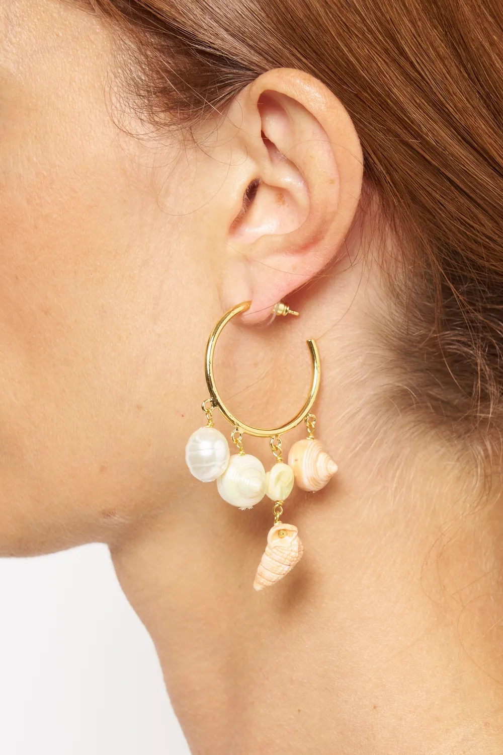 Philippe Ferrandis Corfou coquillages boucles d'oreilles créoles dorées