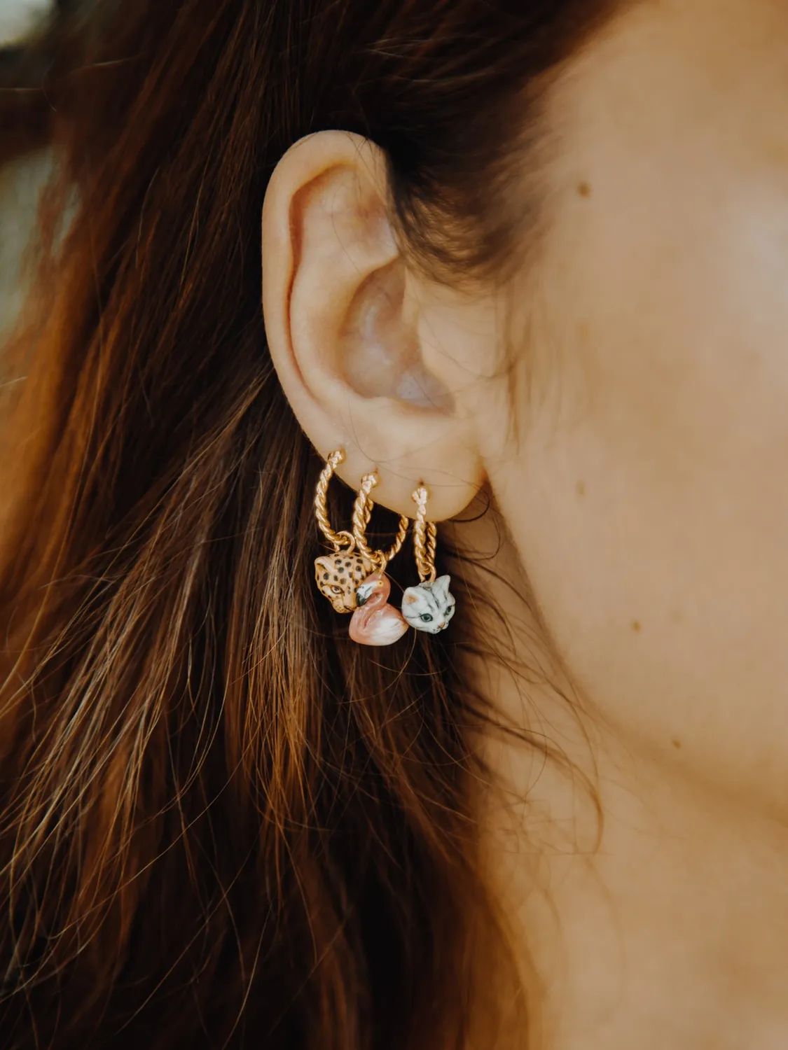 Nach Bijoux mini créole tête de léopard boucle d'oreille porcelaine à l'unité