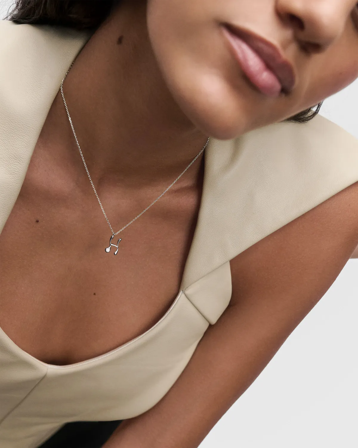 PDPAOLA collier initiale H argent 40-50 cm
