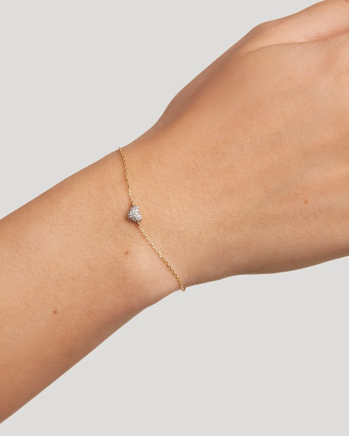 PDPAOLA Fine bracelet coeur or 18 carats diamants 15-18 cm