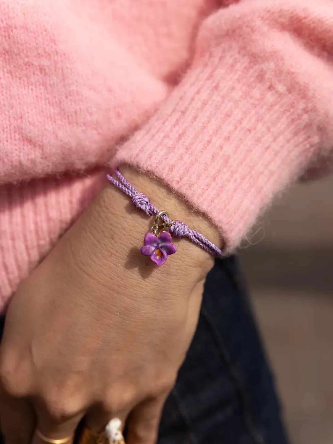 Nach Bijoux violette charms fleur porcelaine dorée