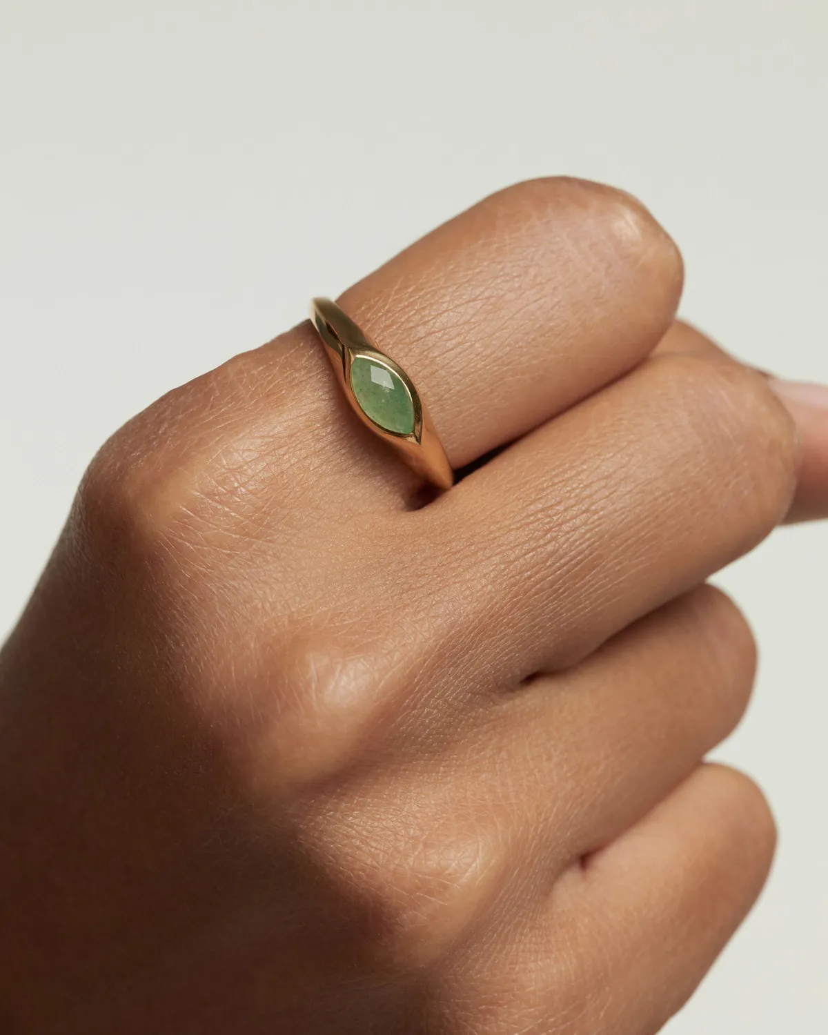 PDPAOLA Nomad Stamp bague aventurine verte tailles 8-18