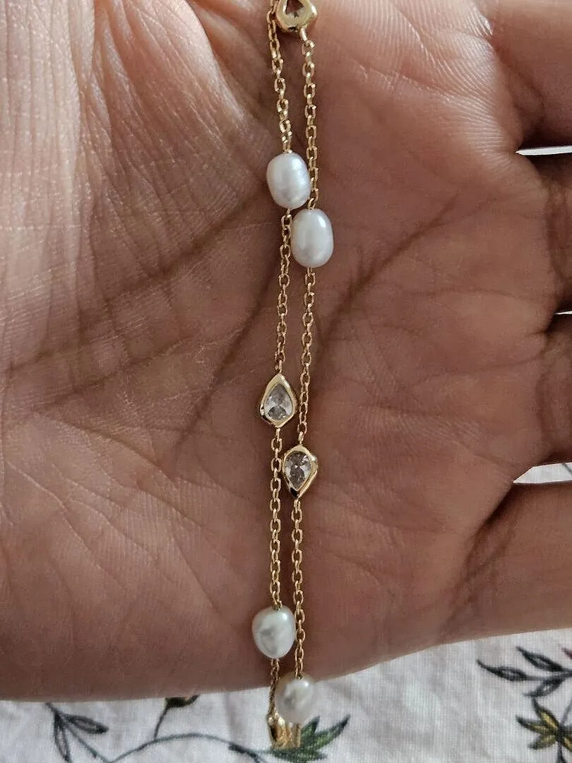 Astrid & Miyu Pearl & Crystal collier doré perle