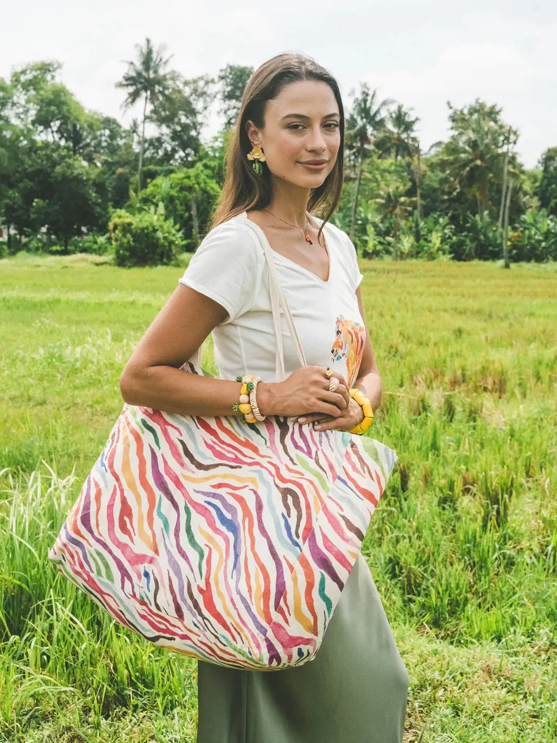 Nach Bijoux perles et ananas bracelet élastique tropical