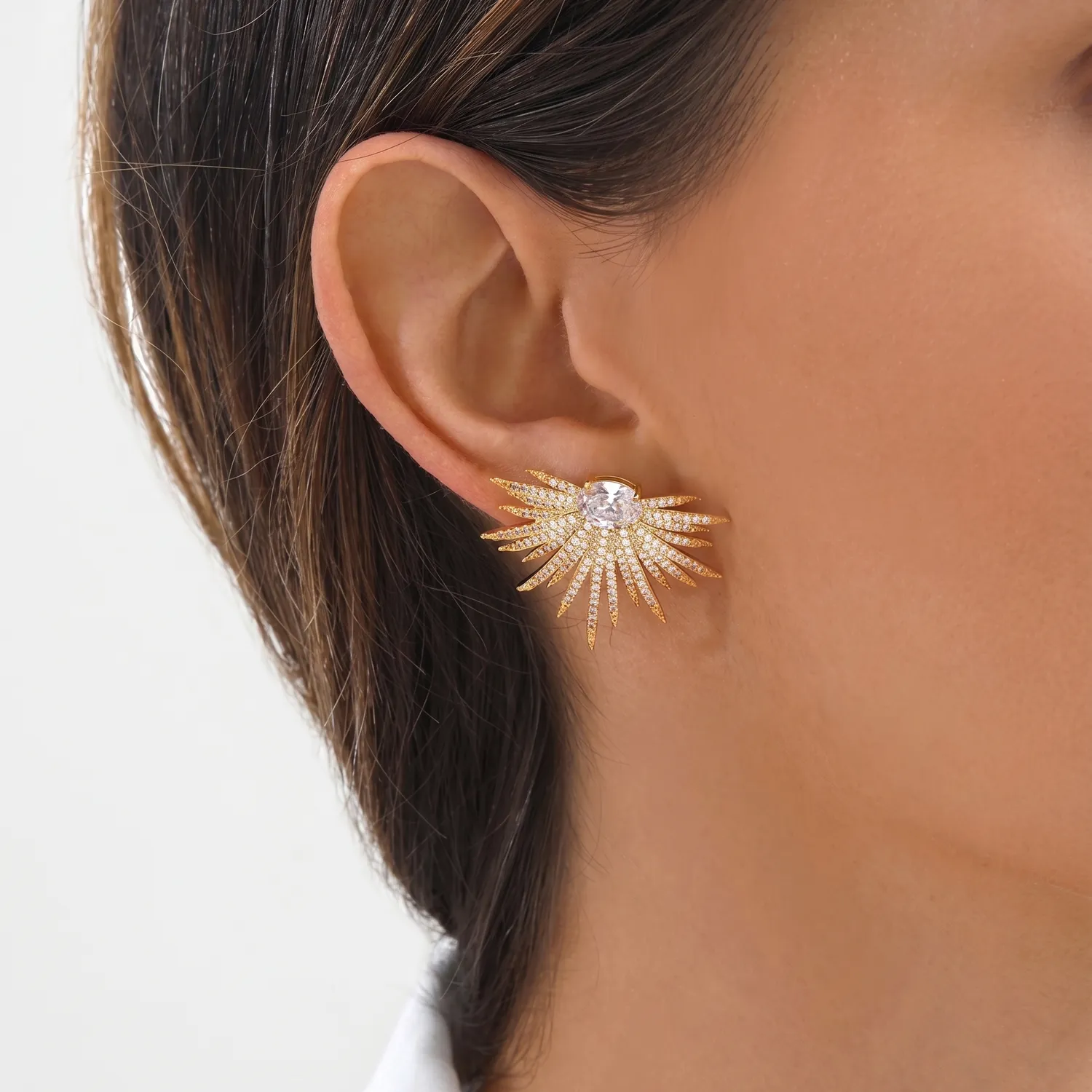 Nao de Paris Rocksun boucles d'oreilles dorées cristal