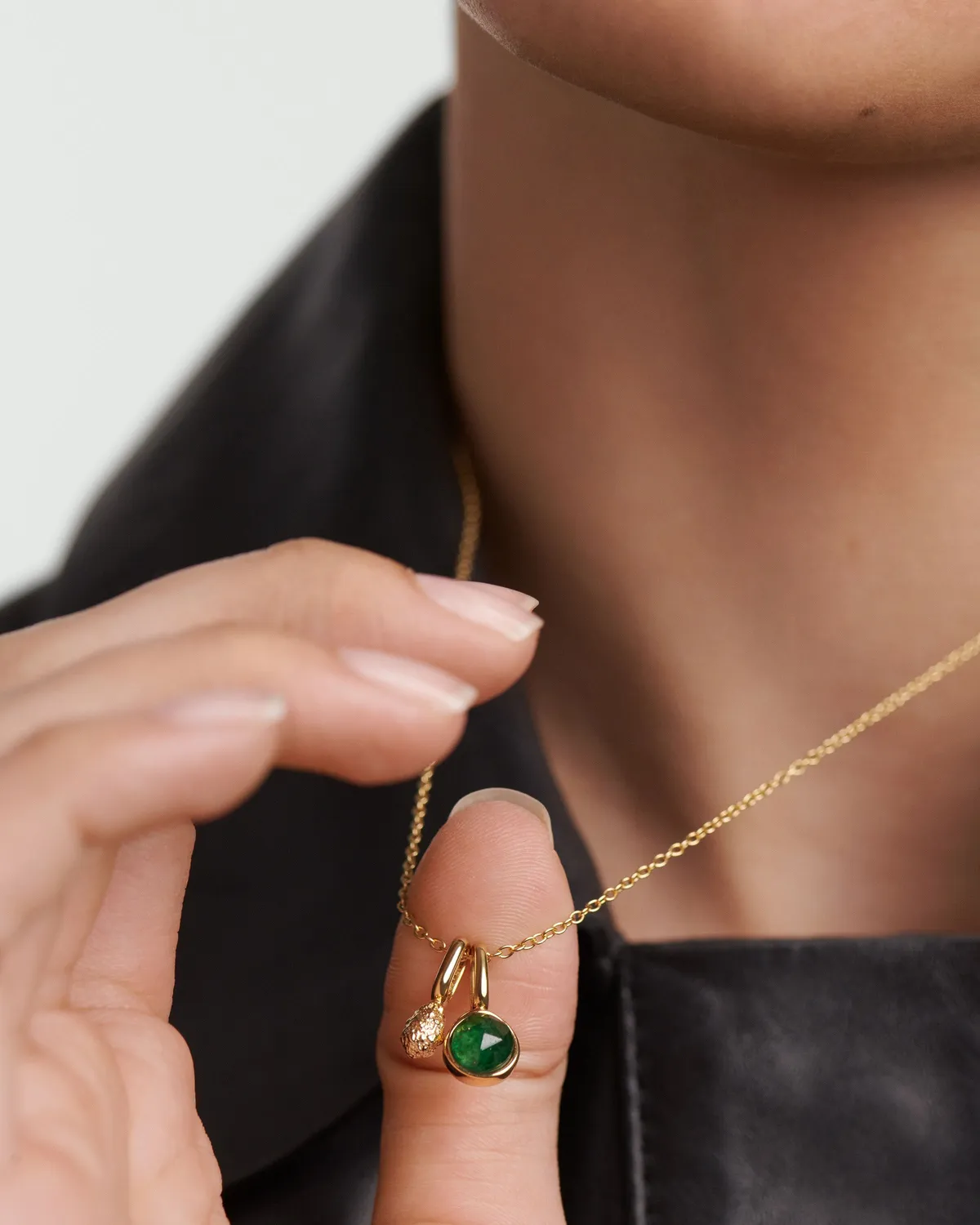 PDPAOLA Oasis collier plaqué or aventurine verte