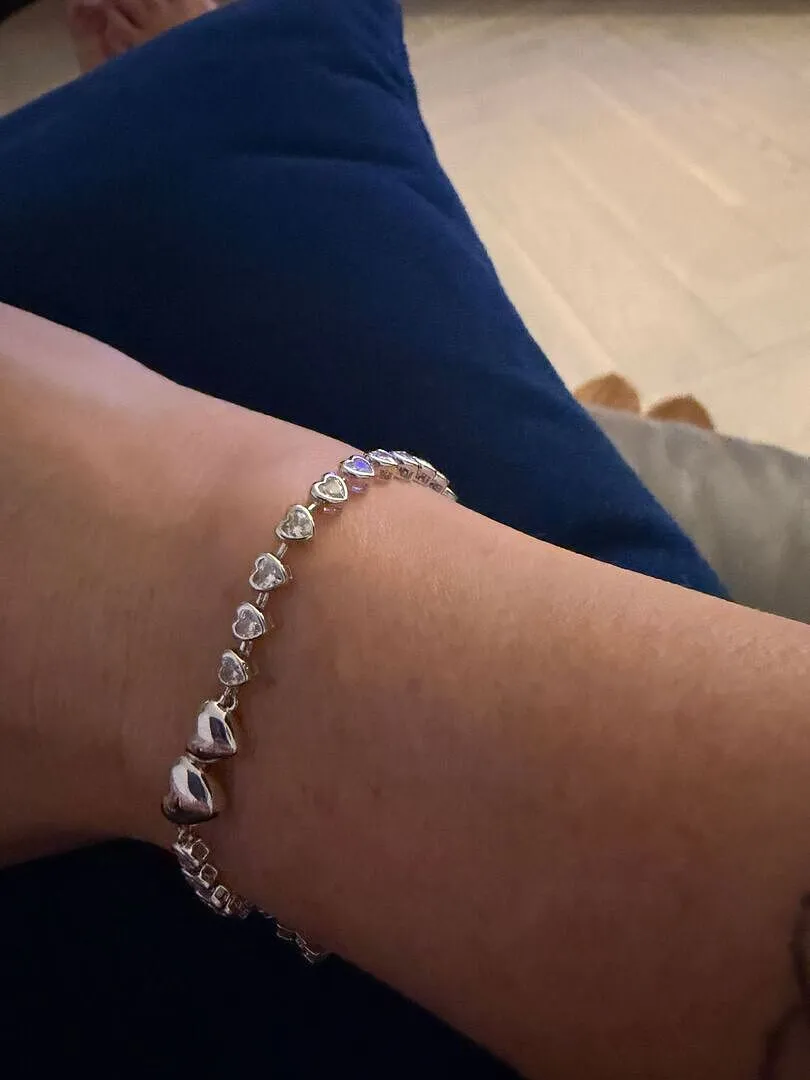 Astrid & Miyu Heart Bezel bracelet tennis argent coeurs