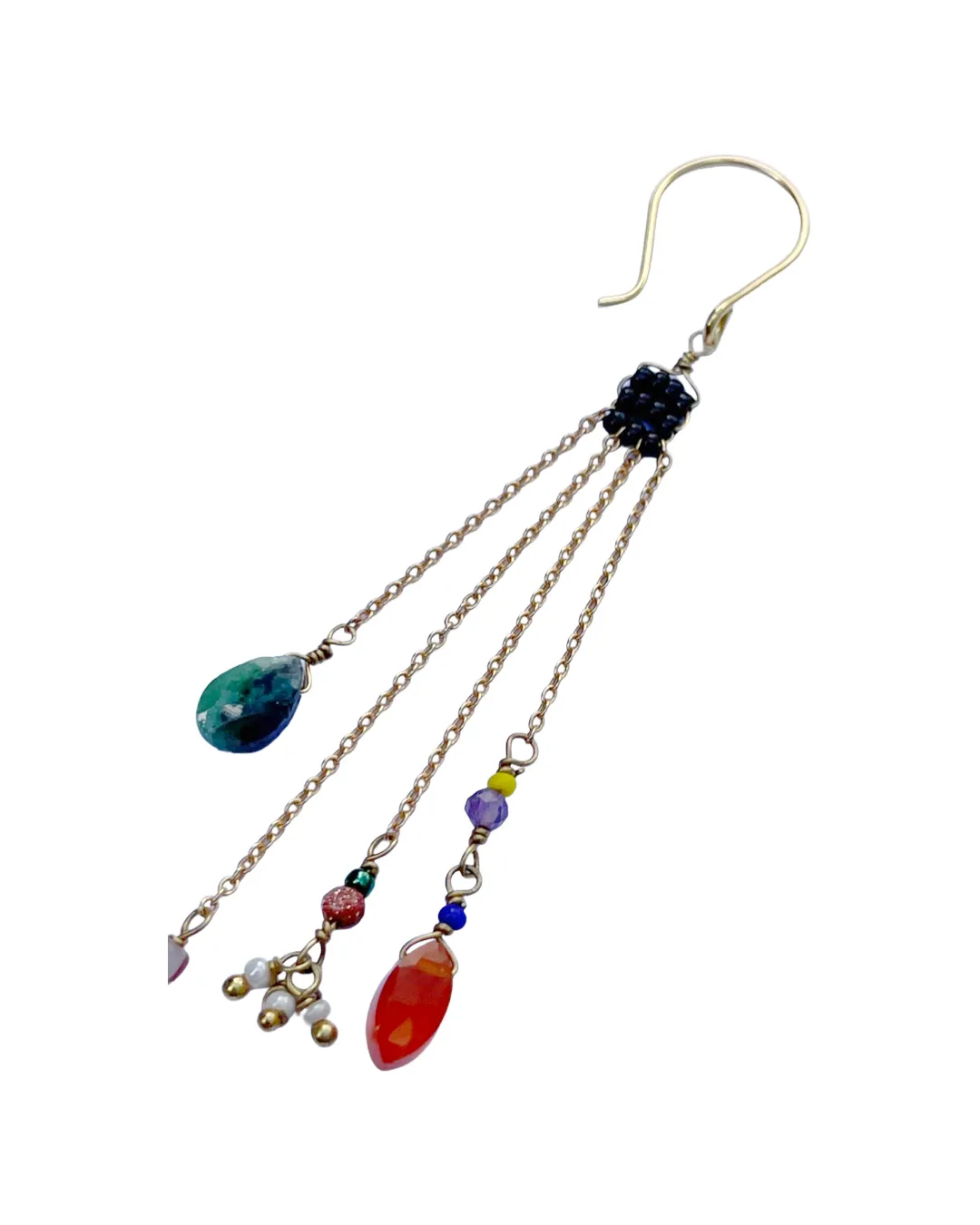 Le Fourbi de Capucine LF77 boucles d'oreilles laiton doré rubis