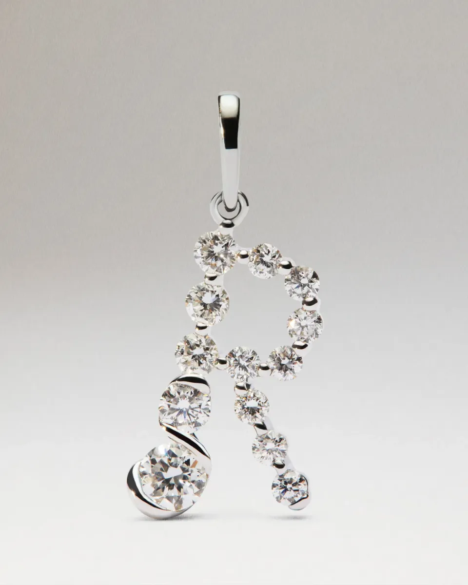 PDPAOLA Initiale R pendentif or blanc diamants