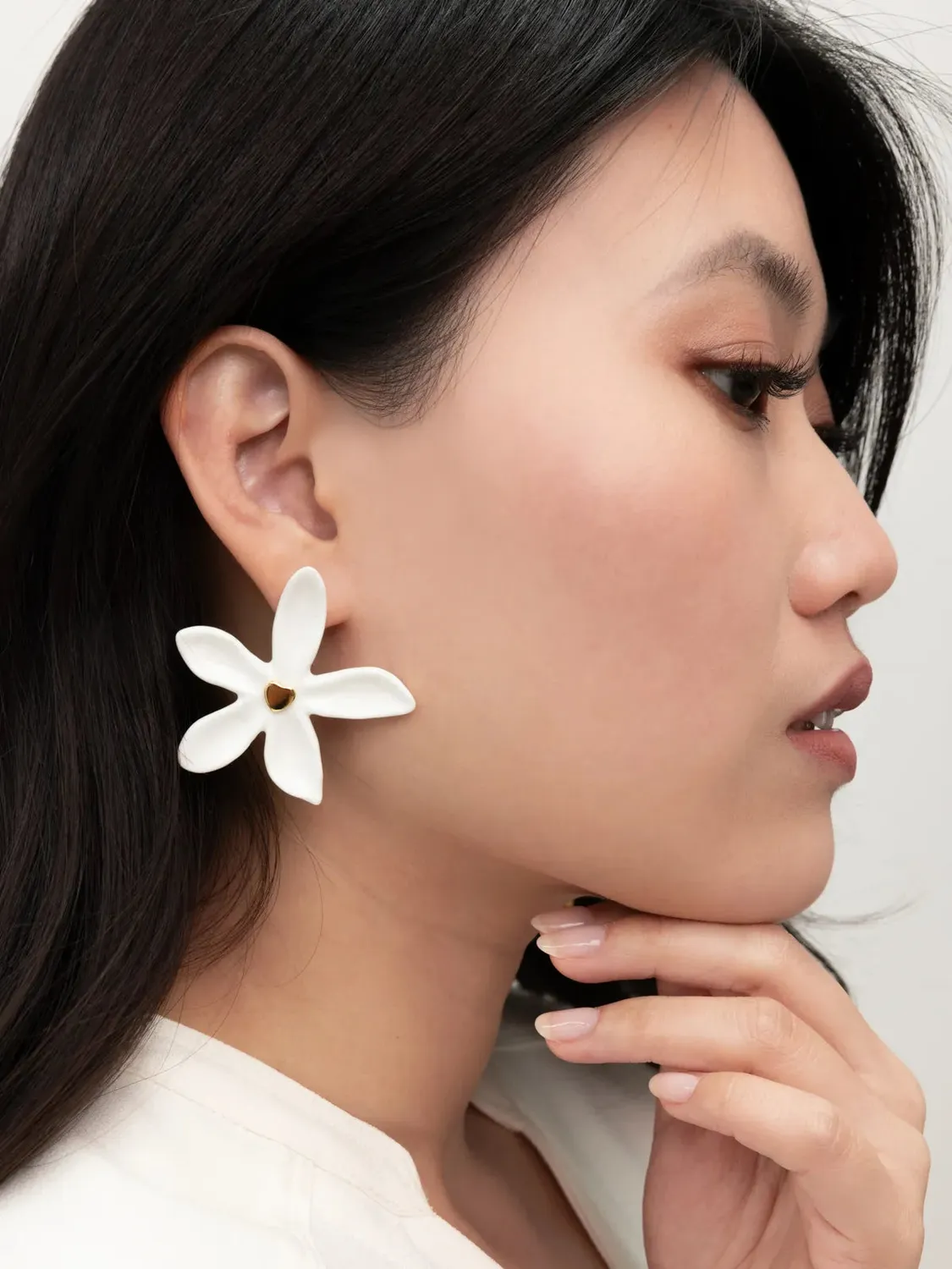 Nach Bijoux Jasmin et moi puces boucles d’oreilles blanches 4,8 cm