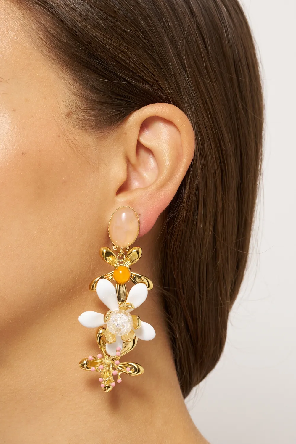 Philippe Ferrandis Neroli 3 Fleurs boucles d’oreilles clips bigarade