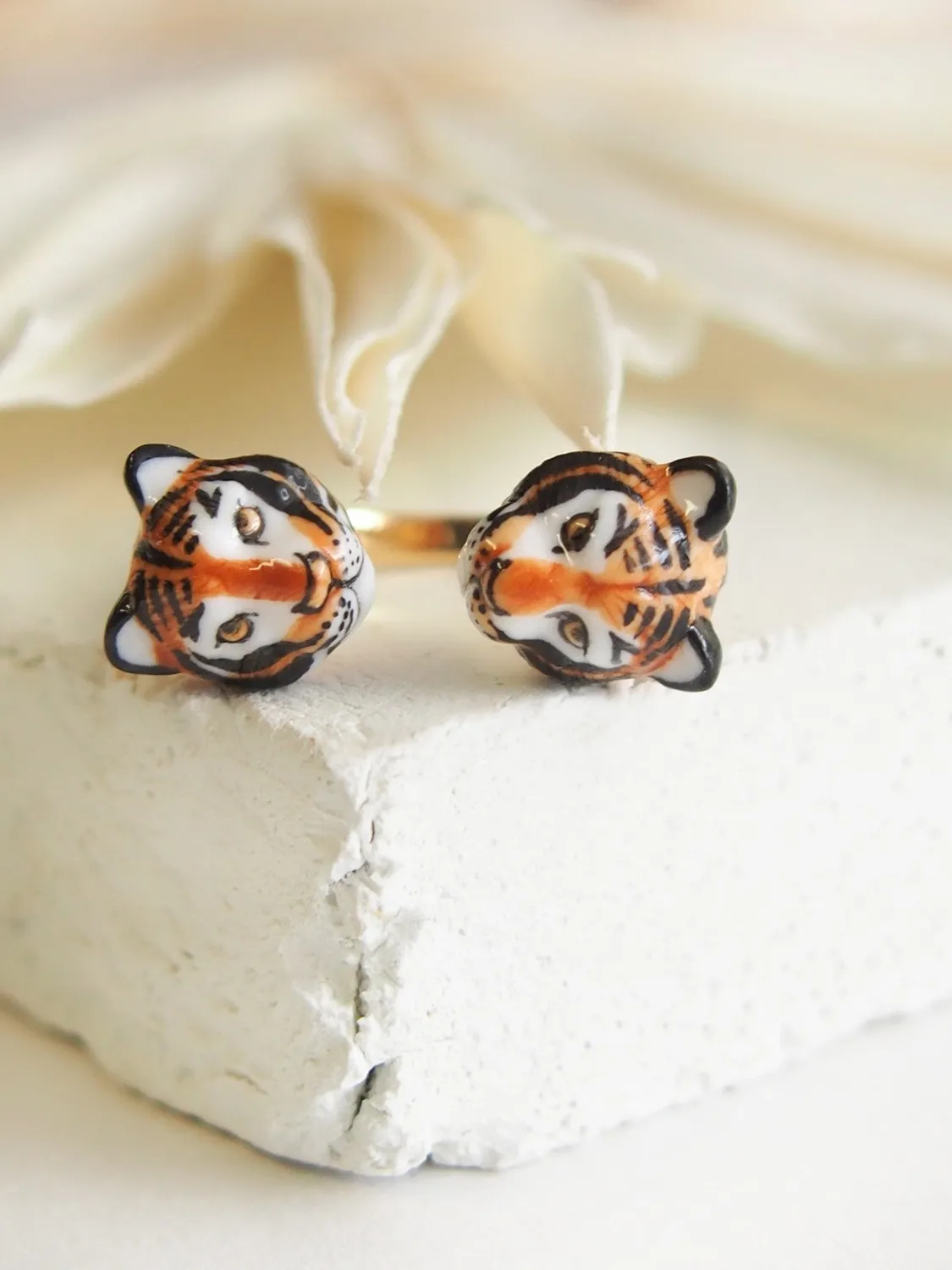 Nach FaceToFace Tigre bague ajustable porcelaine