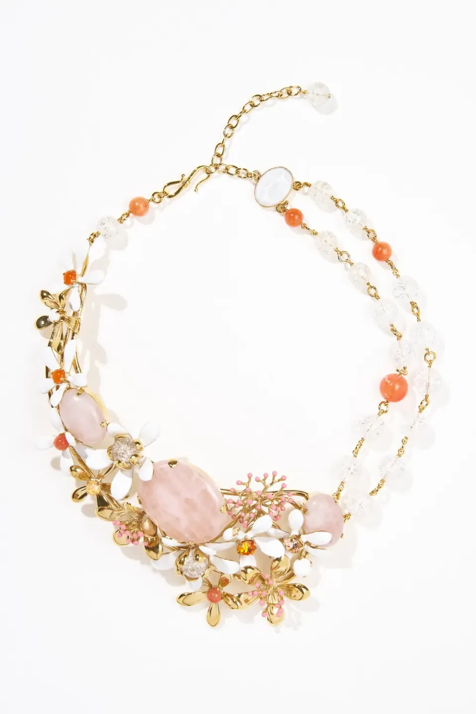 Philippe Ferrandis Neroli grand collier fleurs 2 rangs émail