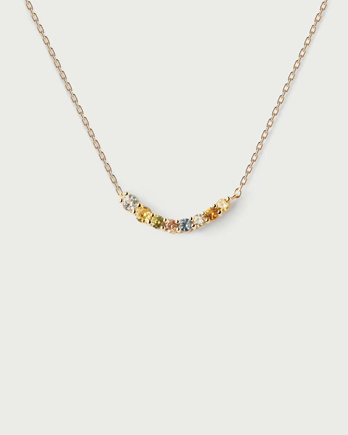 PDPAOLA Rainbow collier doré zircones multicolores