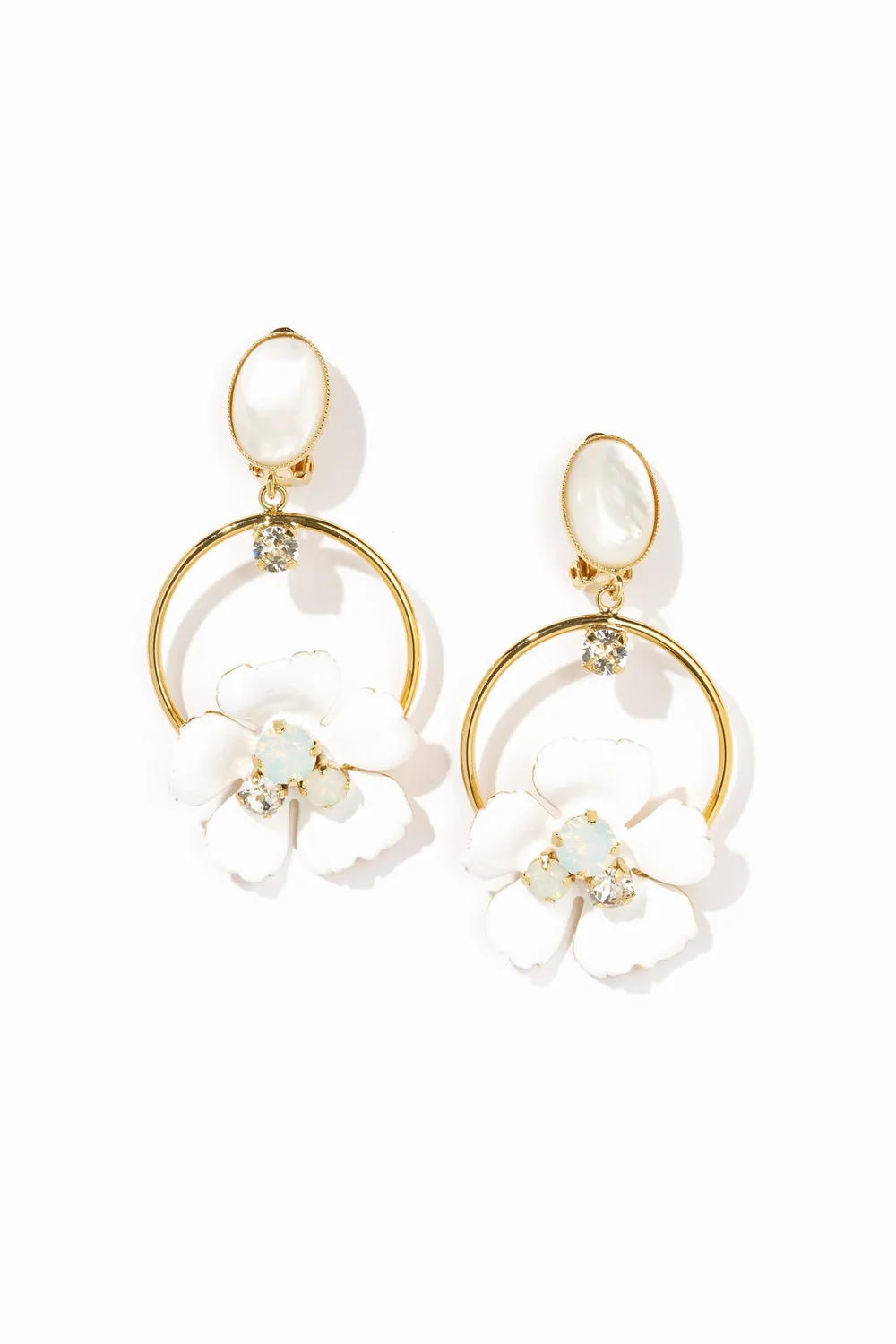 Philippe Ferrandis Ischia boucles clips émail blanc cristaux