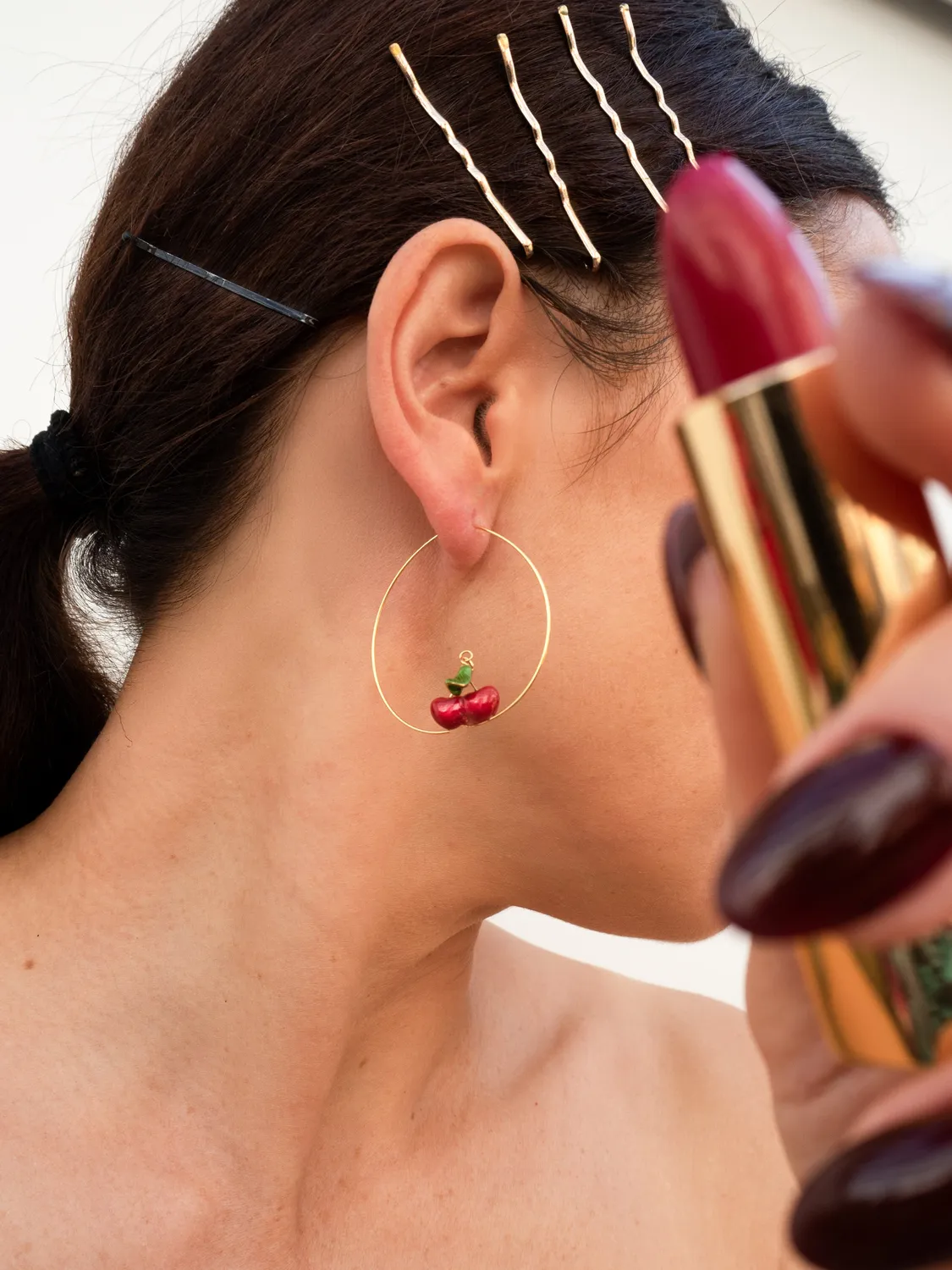 Nach Bijoux Chérie Cherry moyennes créoles cerises rouges