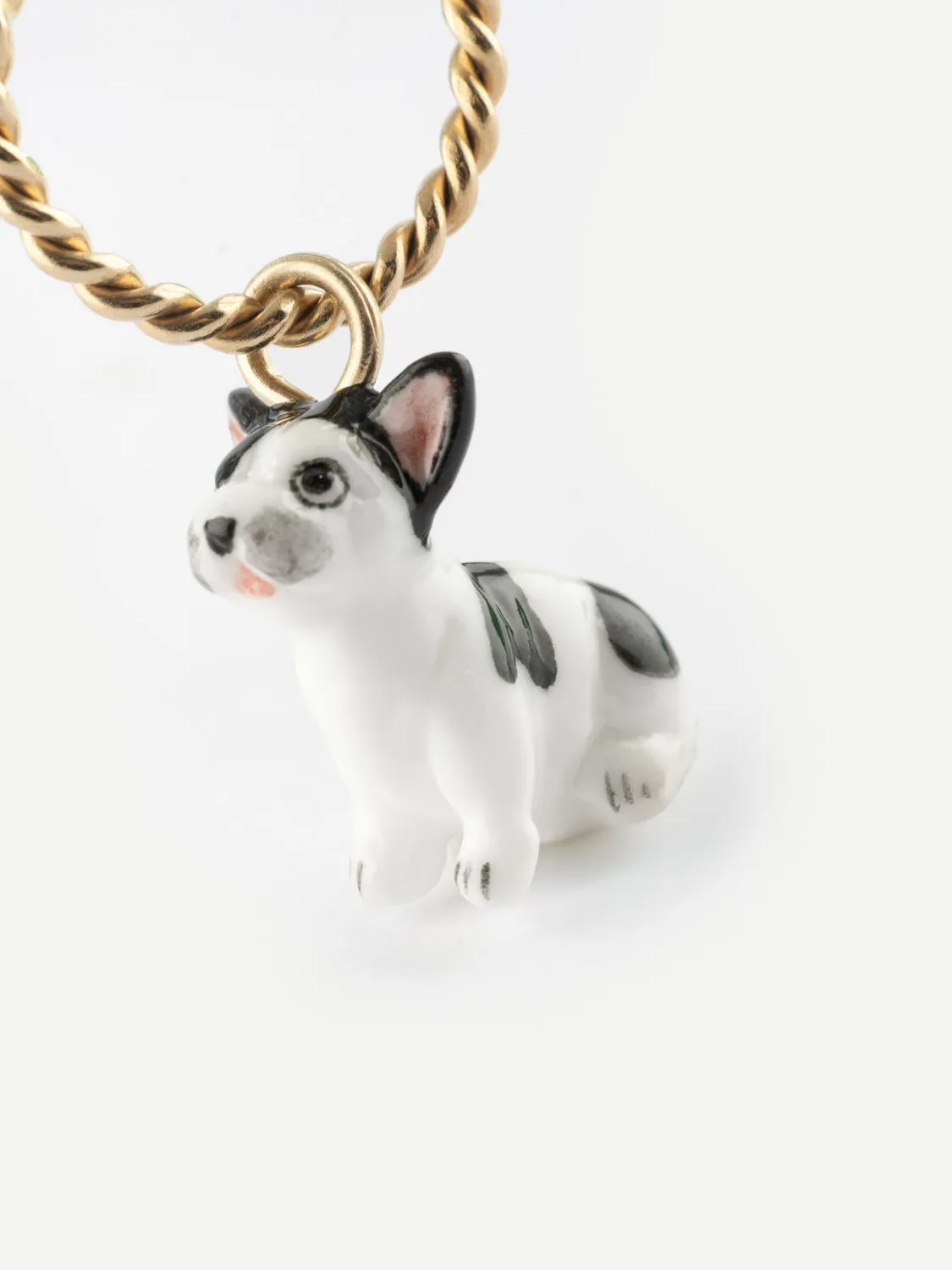 Nach Bijoux Mini créole chien Bulldog Français boucle doreille porcelaine