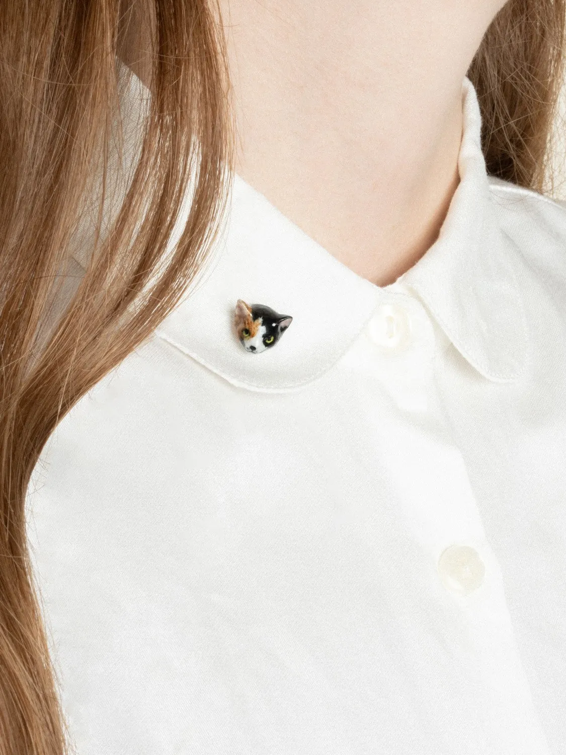 Nach pin's chat broche porcelaine dorée 20 mm