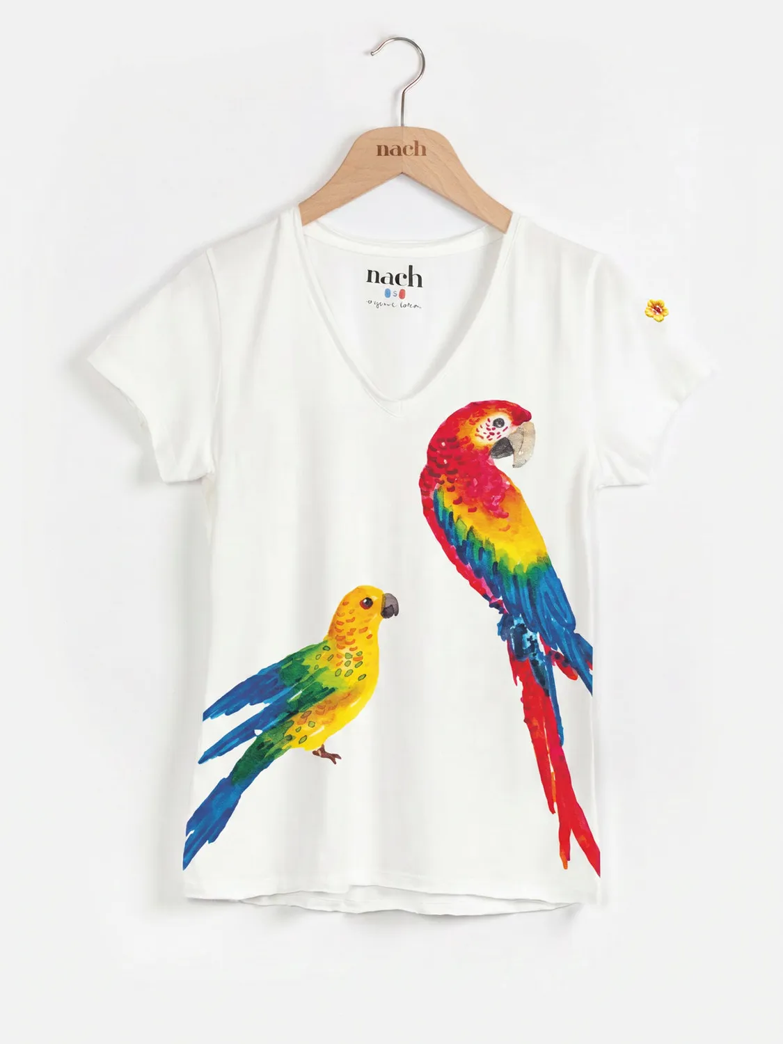 Nach Bijoux Victor t-shirt blanc couple Aras col V
