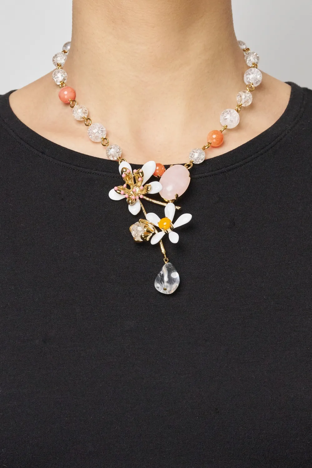 Philippe Ferrandis Neroli collier fleurs émail perles agate