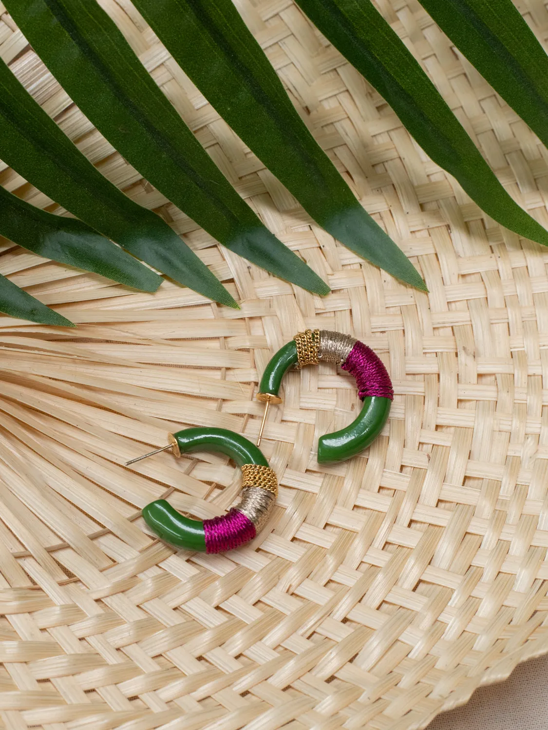 Nach Bijoux vert ethnique boucles d'oreilles porcelaine verte