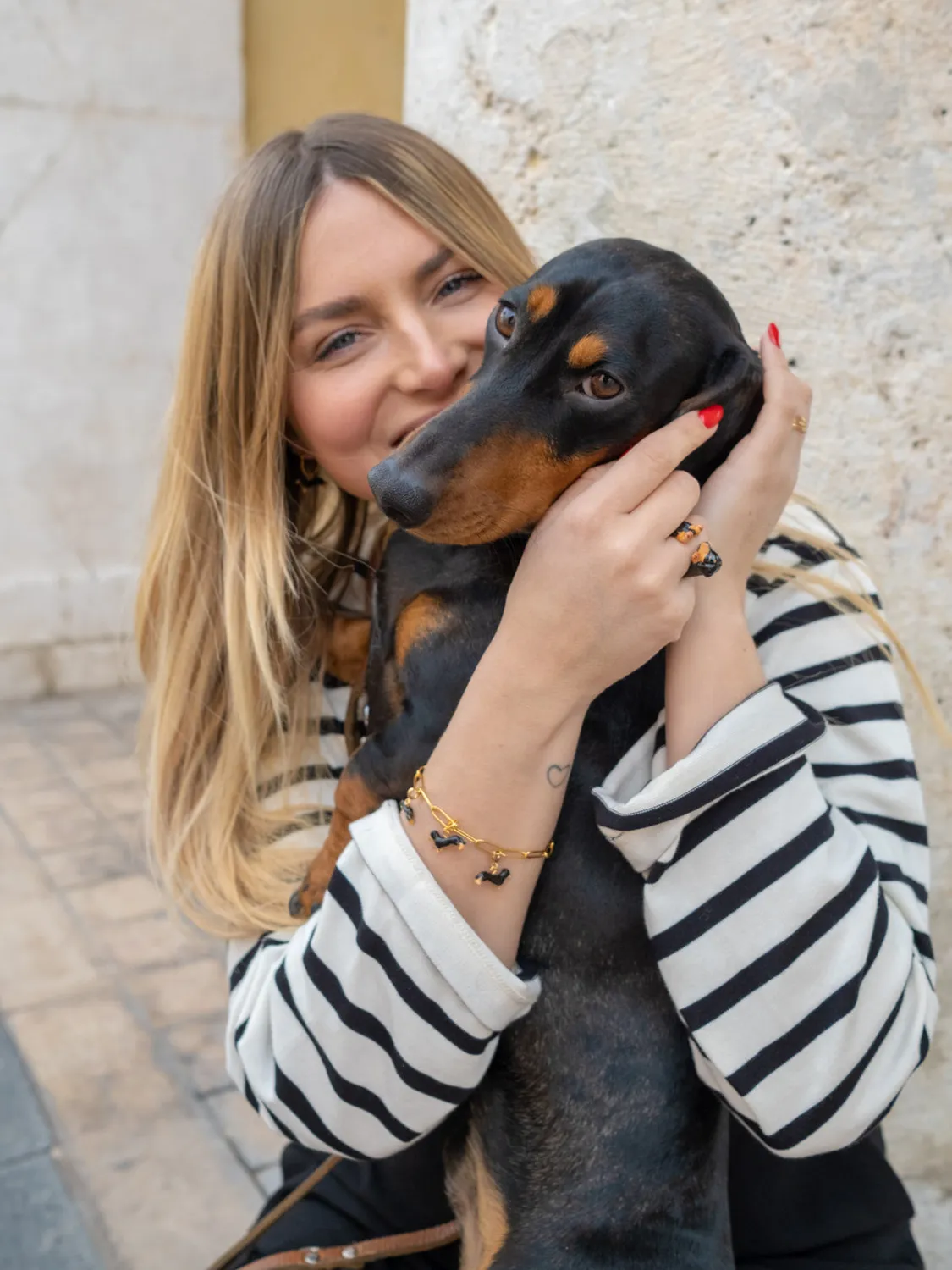 Nach Bijoux Charm's Le Teckel charm porcelaine dorée chien