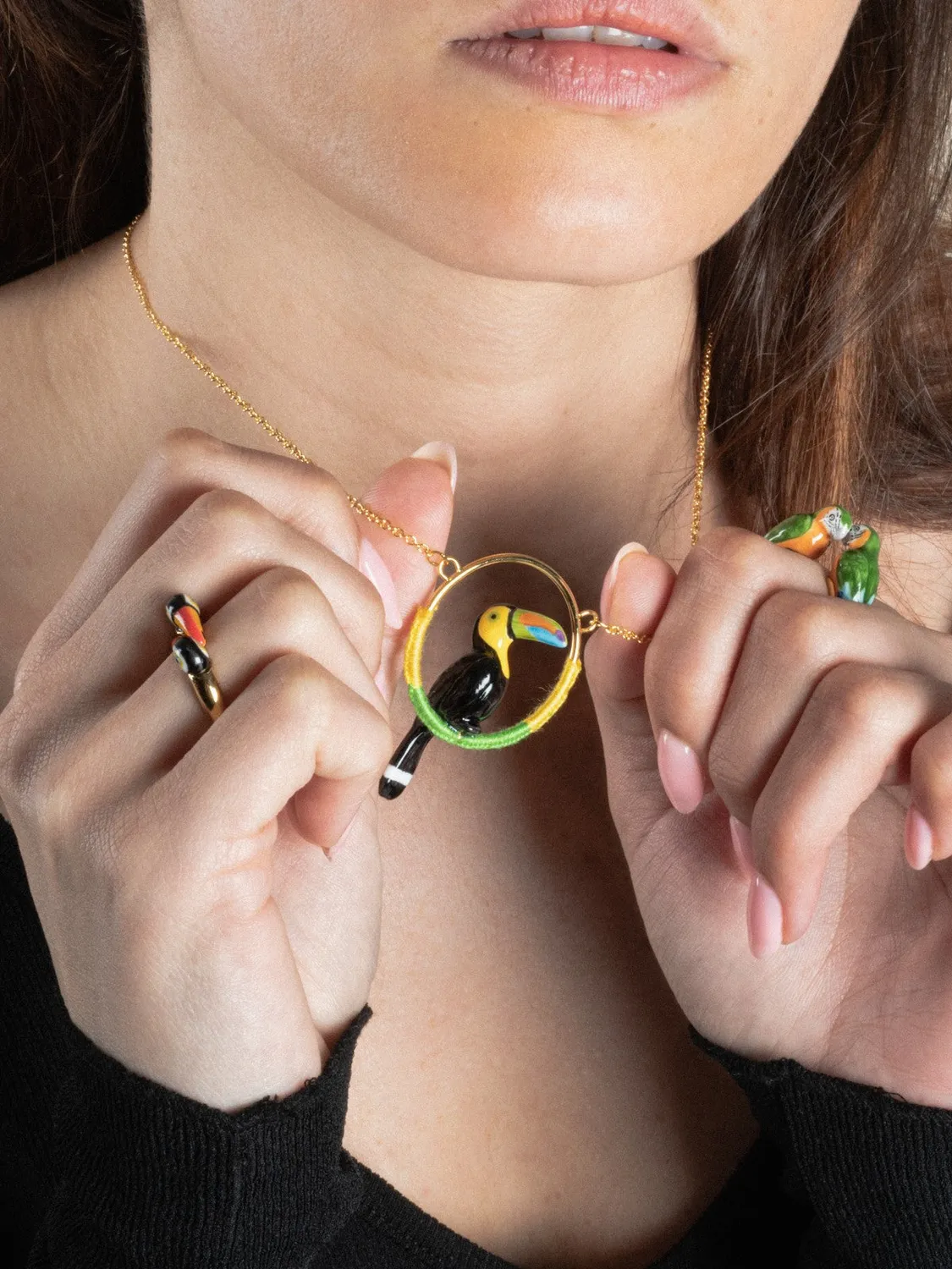 Nach Bijoux toucan bague FaceToFace ajustable porcelaine