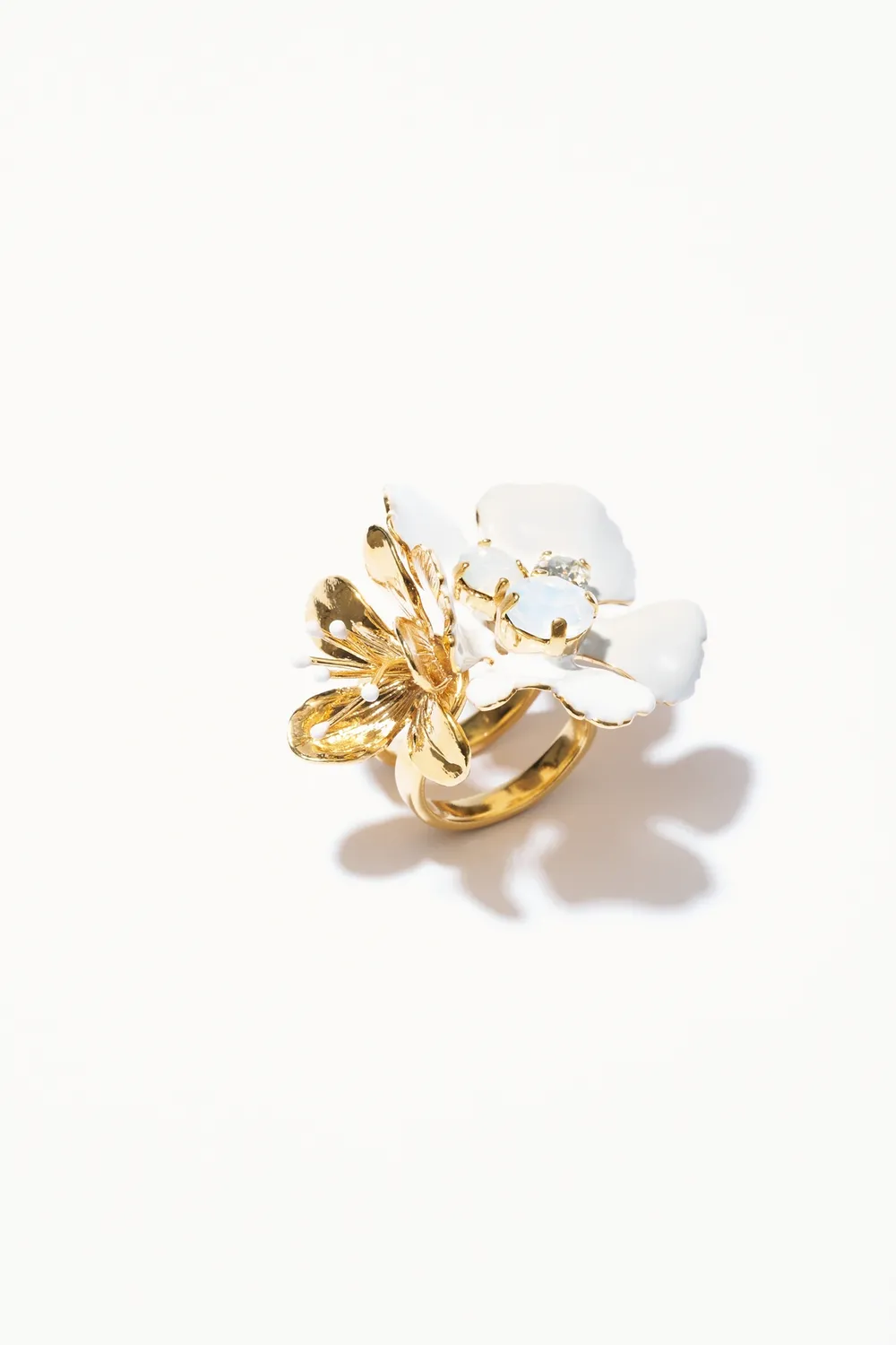 Philippe Ferrandis Ischia bague double fleur ajustable émaillée