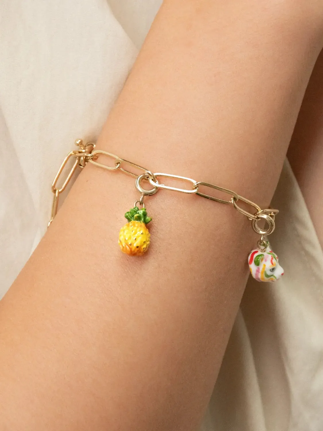Nach Bijoux Charm's Ananas breloque dorée porcelaine