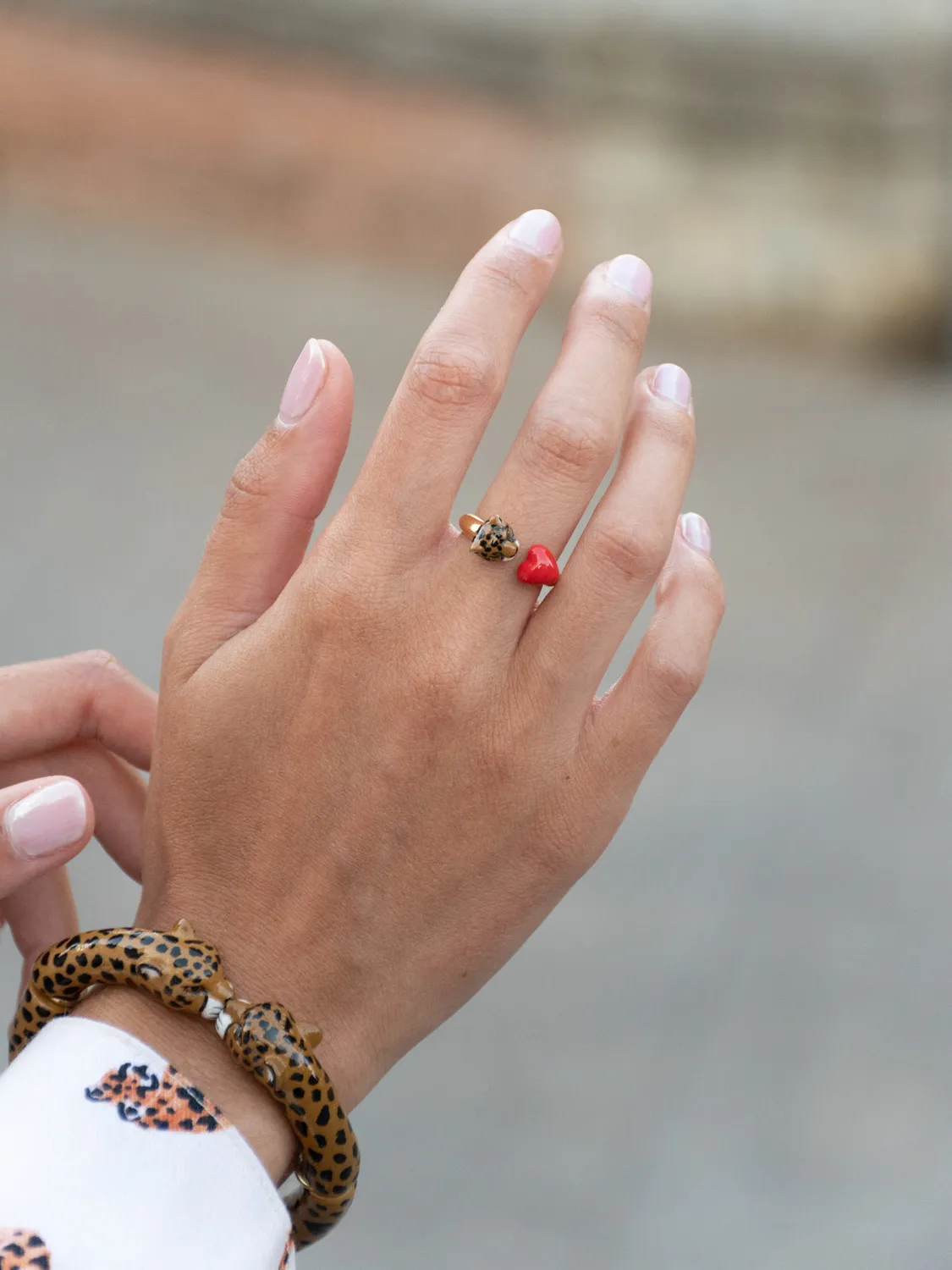 Nach Bijoux FaceToFace cœur et guépard Premier amour bague
