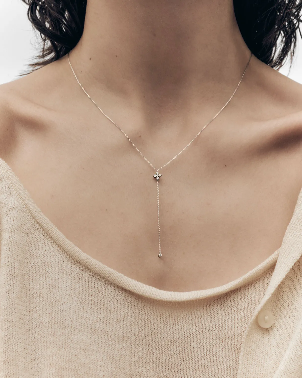 PDPAOLA Maggie collier diamants or blanc 0,14 ct
