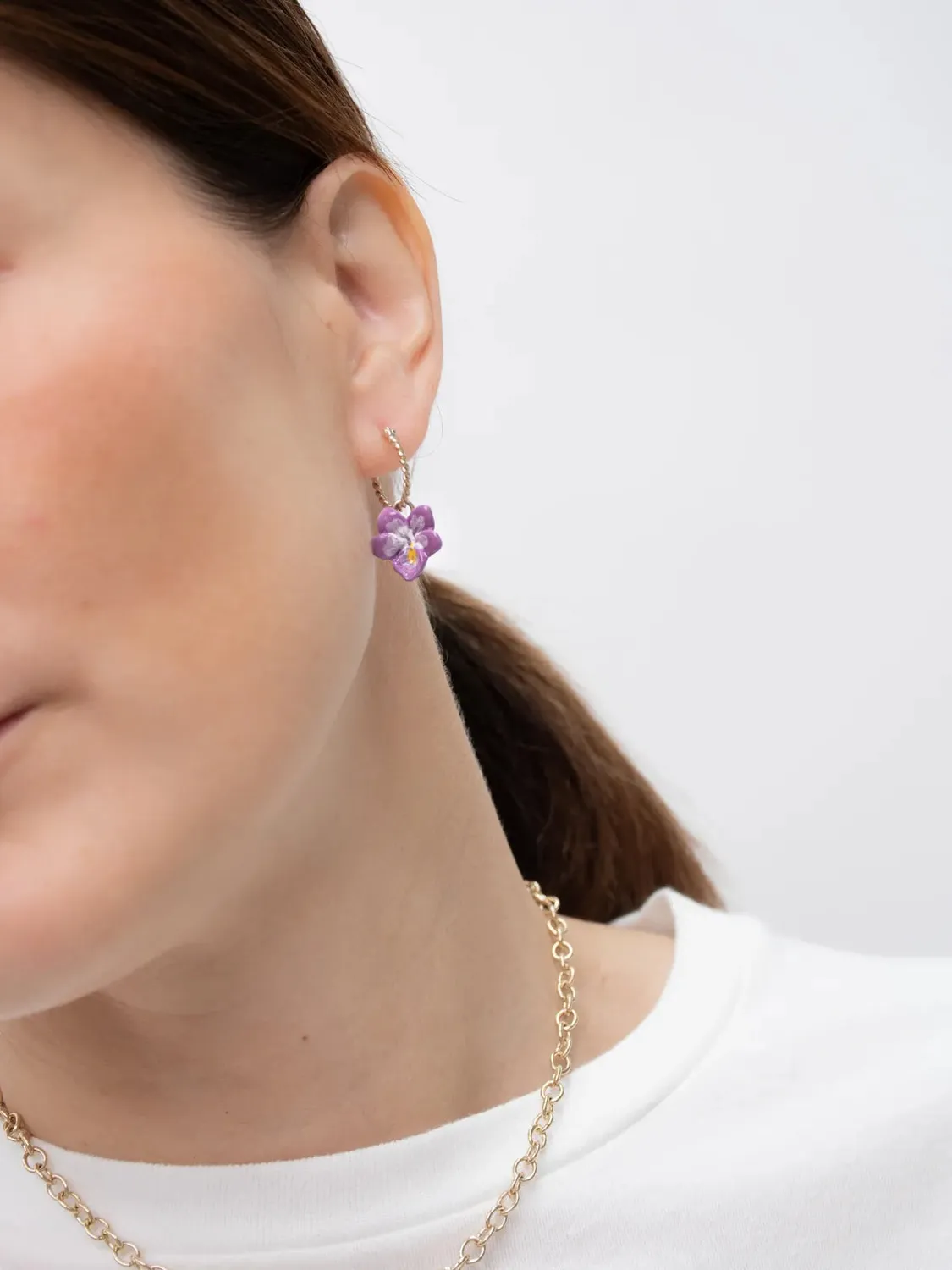 Nach Bijoux violette mini créole 2,7 cm à l'unité dorée