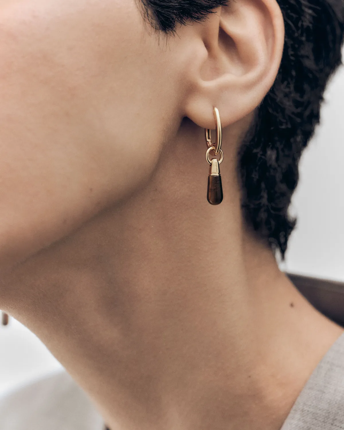 PDPAOLA Jupiter Tiger Eye mono boucle dorée