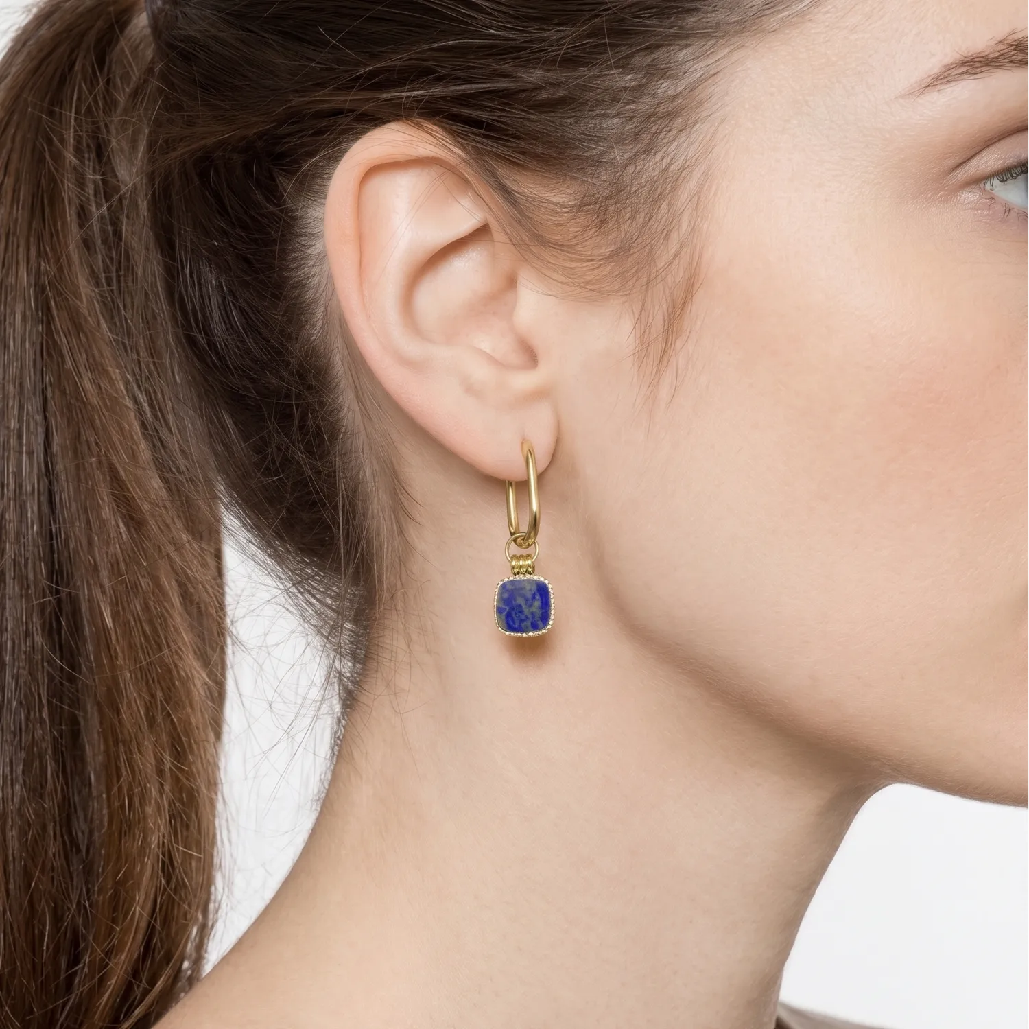 Nao de Paris Vintage Lapis Lazuli boucles bleu 3,5 cm