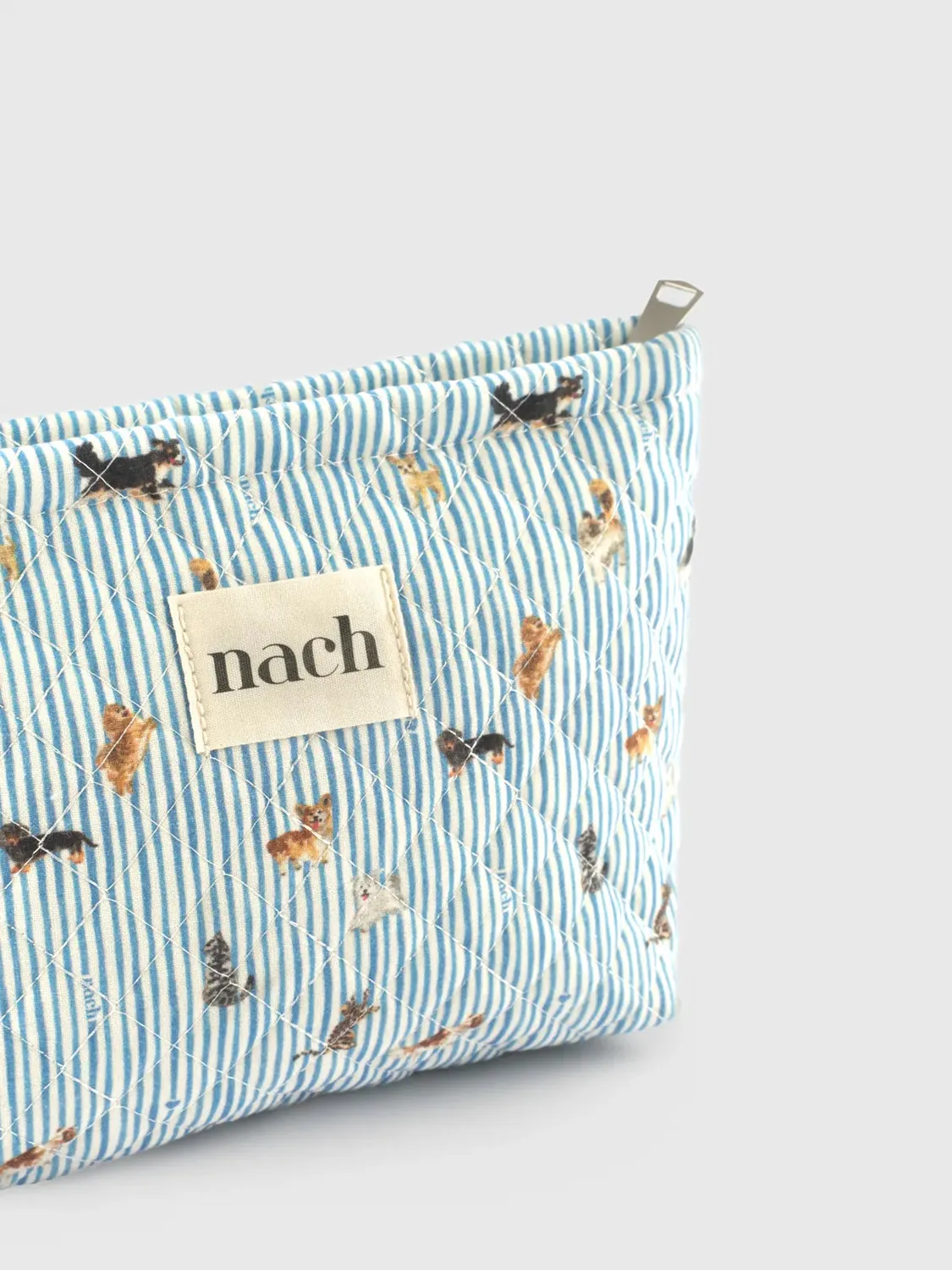 Nach Bijoux pochette rayée chiens et chats 25 cm
