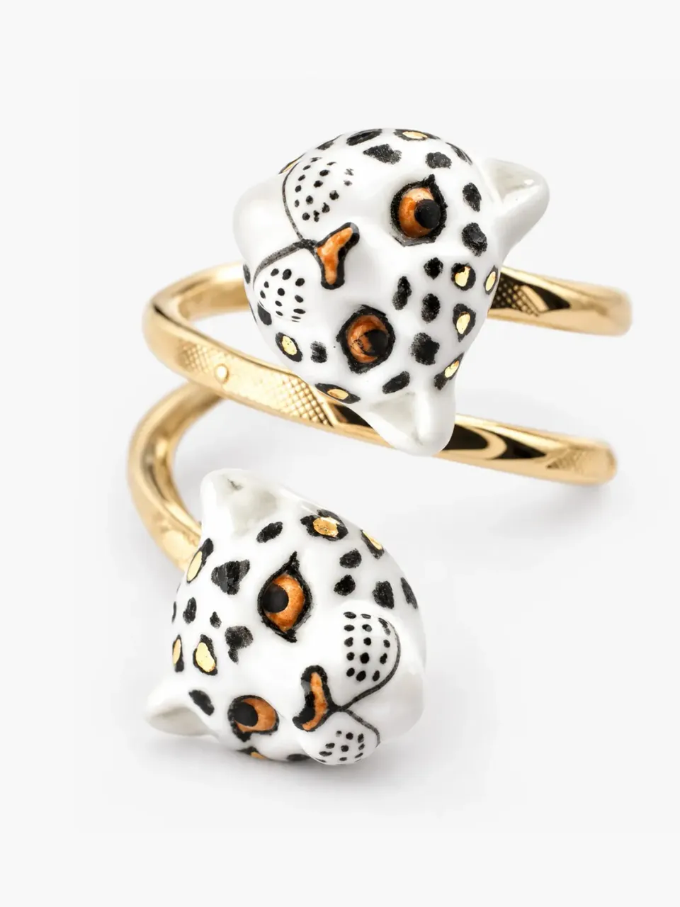 Nach Bijoux Léopards bague spirale blanche et dorée