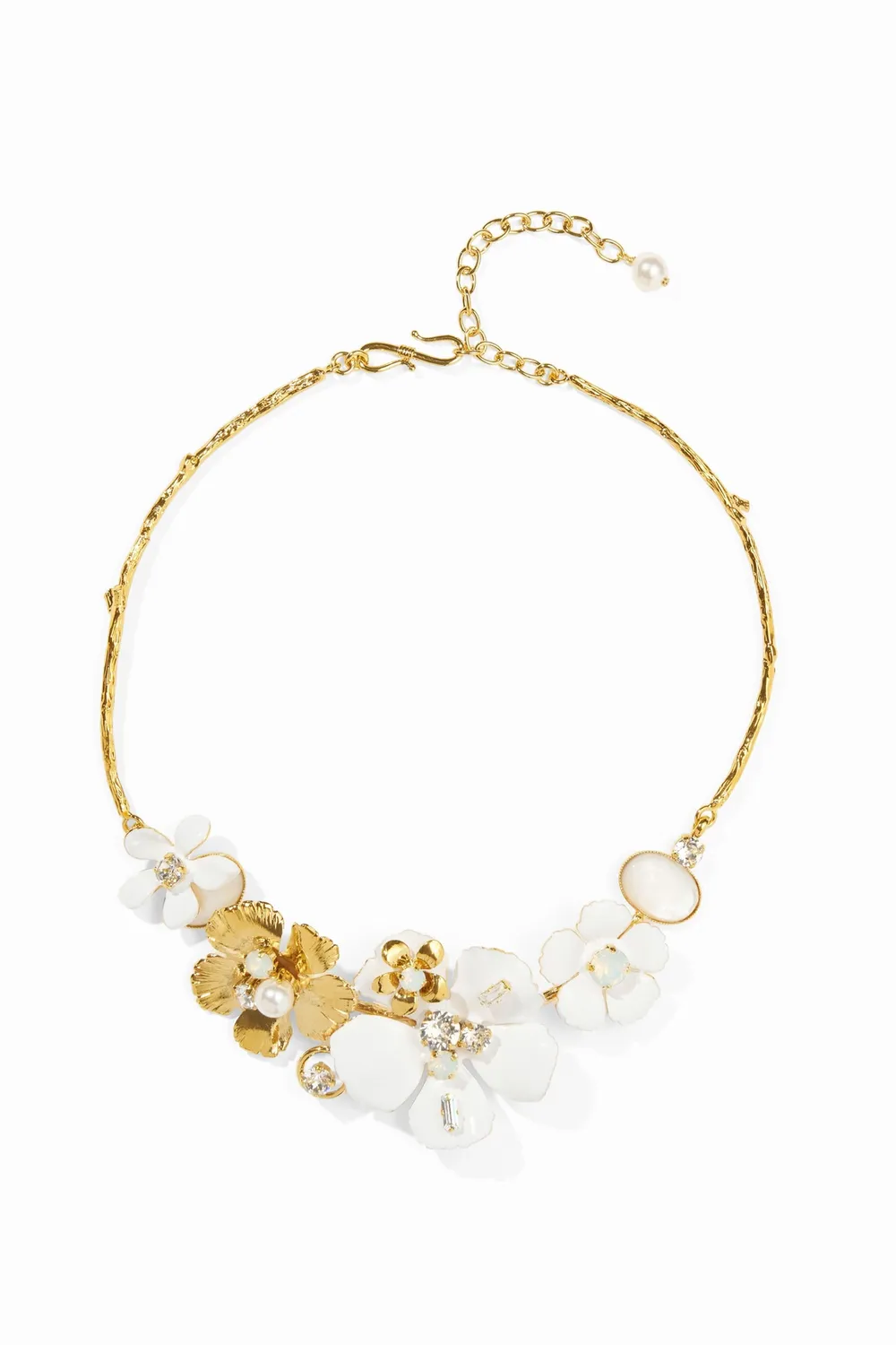 Philippe Ferrandis Ischia collier 2 fleurs émail blanc