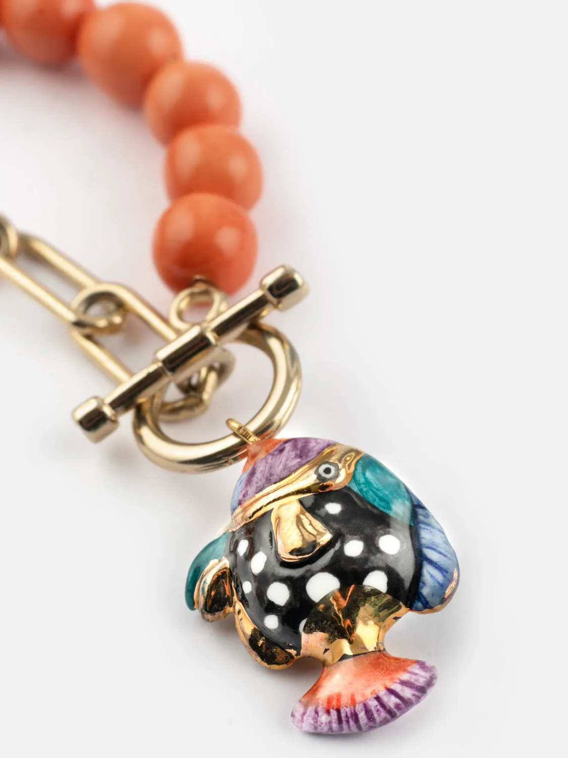 Nach Bijoux Poisson tacheté collier perles porcelaine