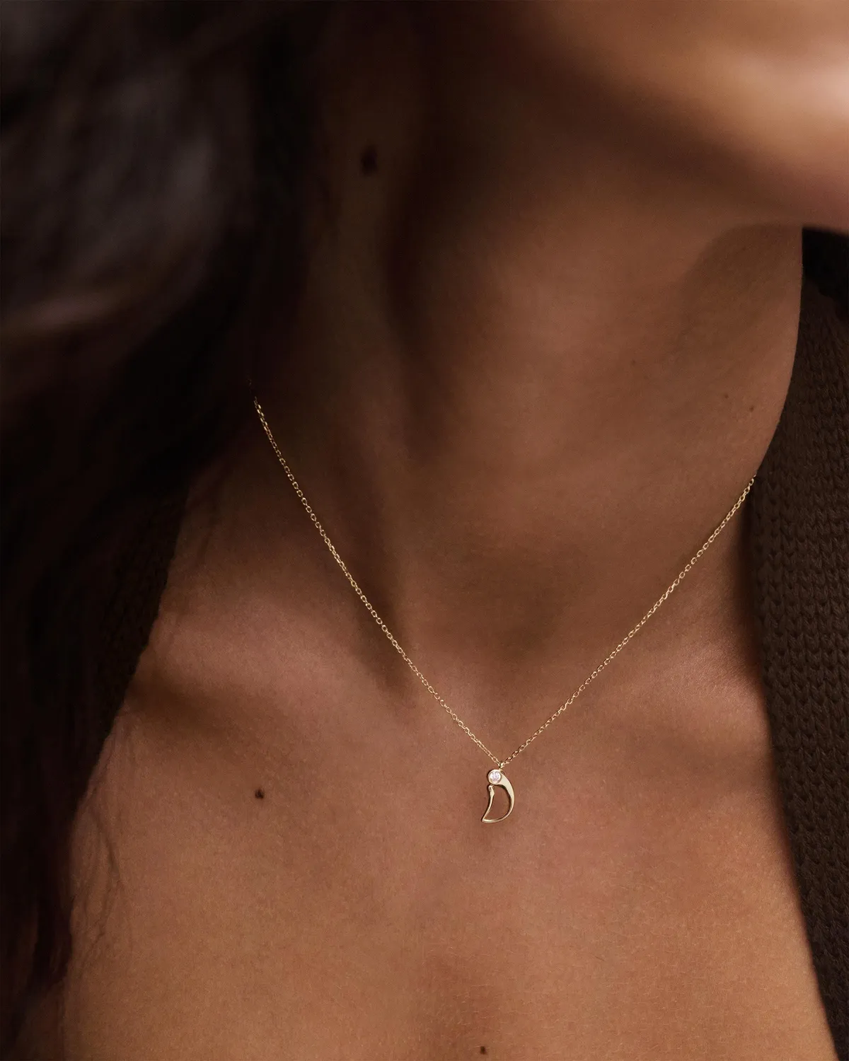 PDPAOLA initiale D collier pendentif or 40-50 cm